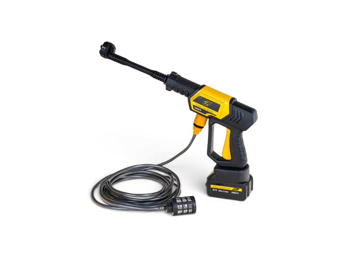 Idropulitrice portatile a batteria 120 bar, 2 batterie 3.0Ah, portata 3.7 litri/min, tubo 5 m e ugelli, per auto, terrazza, giardino Geko