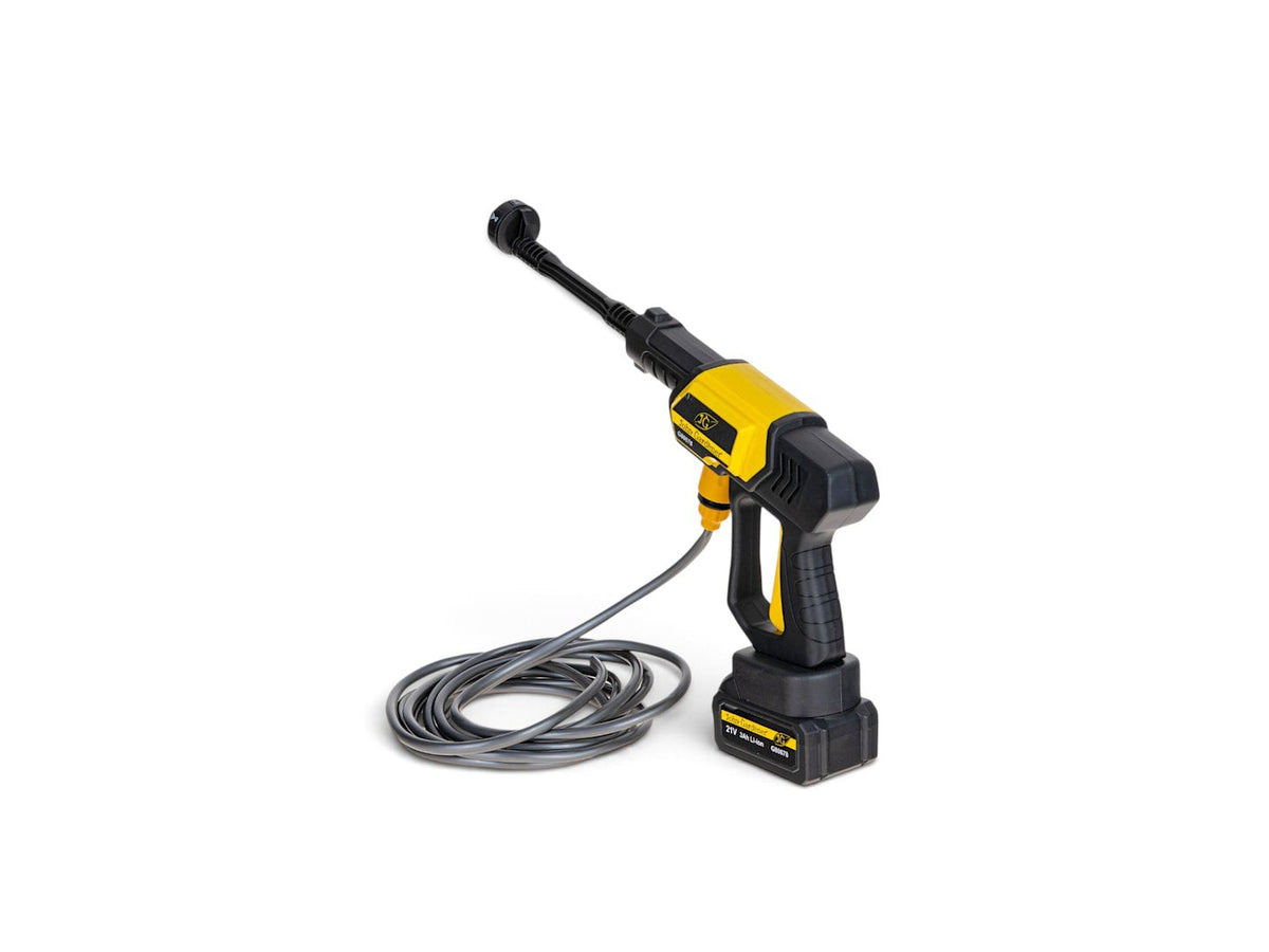 Idropulitrice portatile a batteria 120 bar, 2 batterie 3.0Ah, portata 3.7 litri/min, tubo 5 m e ugelli, per auto, terrazza, giardino Geko