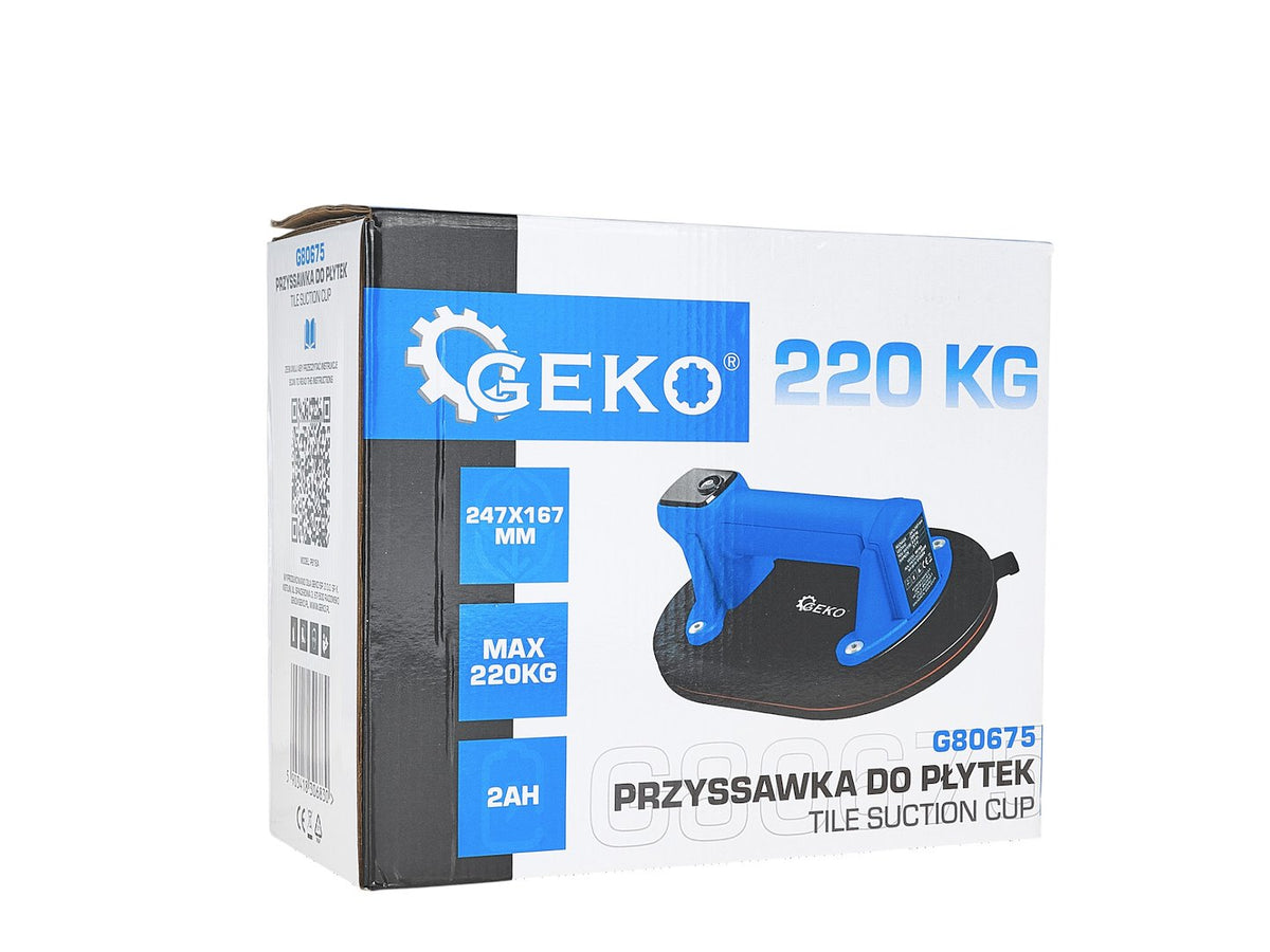 Ventosa elettrica a batteria 247 x 167 mm – 3.7 V, 2.0 Ah, portata 220 kg Geko