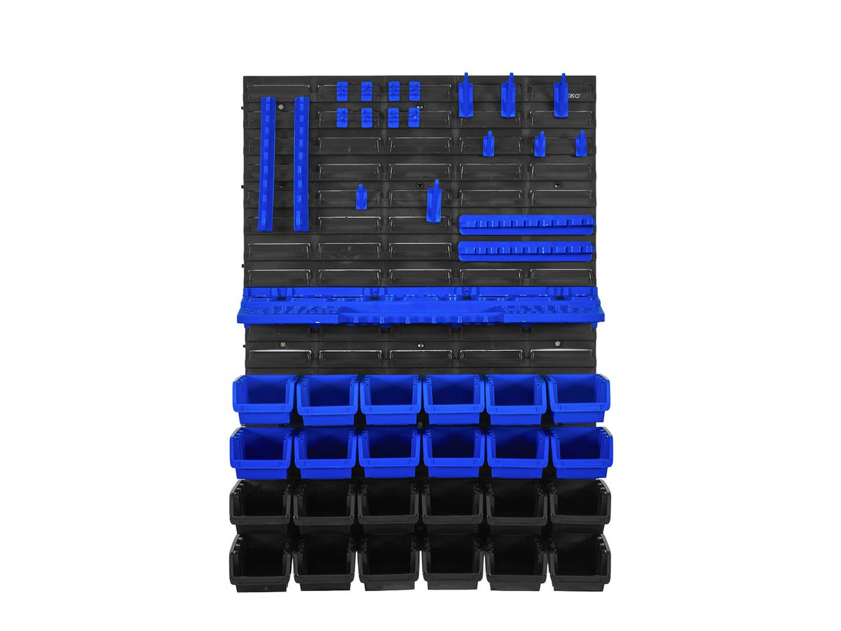 Pannello forato portautensili, portaoggetti,organizzatore da parete con contenitori/cassette, portattrezzi per garage e officina, 576 x 780 mm Geko