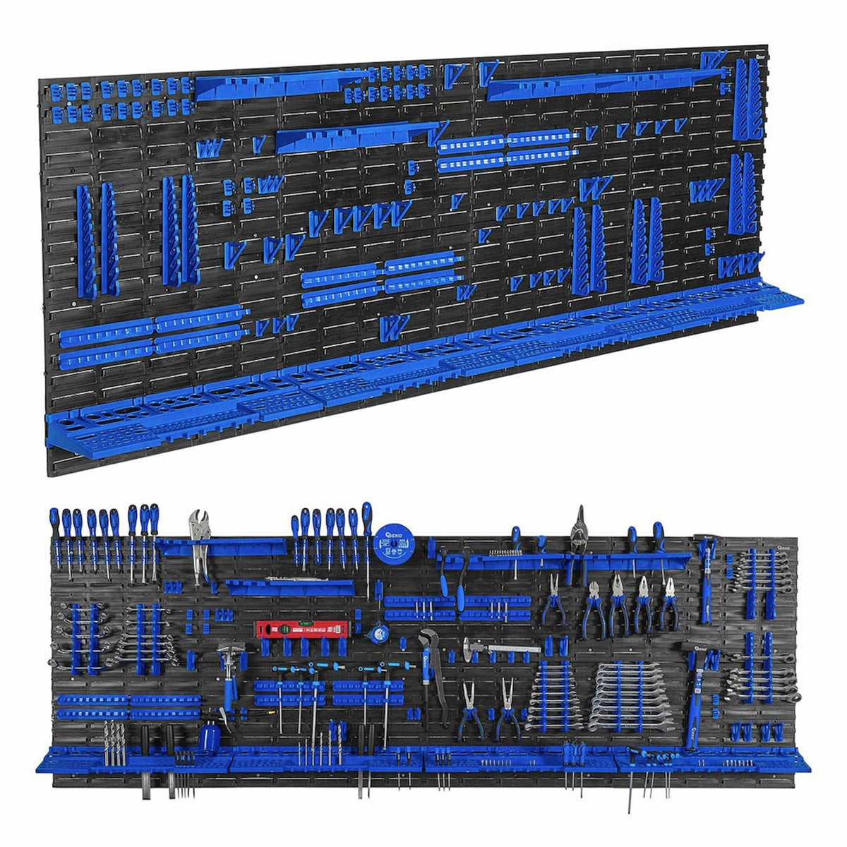 Pannello forato portautensili, portaoggetti,organizzatore da parete con contenitori/cassette, portattrezzi per garage e officina, 136 elementi 2304x780mm Geko