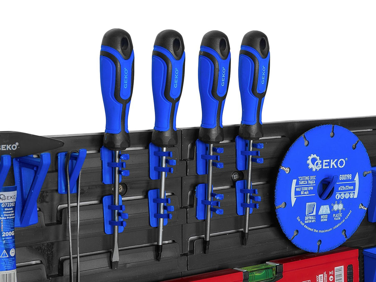 Pannello forato portautensili, portaoggetti,organizzatore da parete con contenitori/cassette, portattrezzi per garage e officina,390x780mm Geko