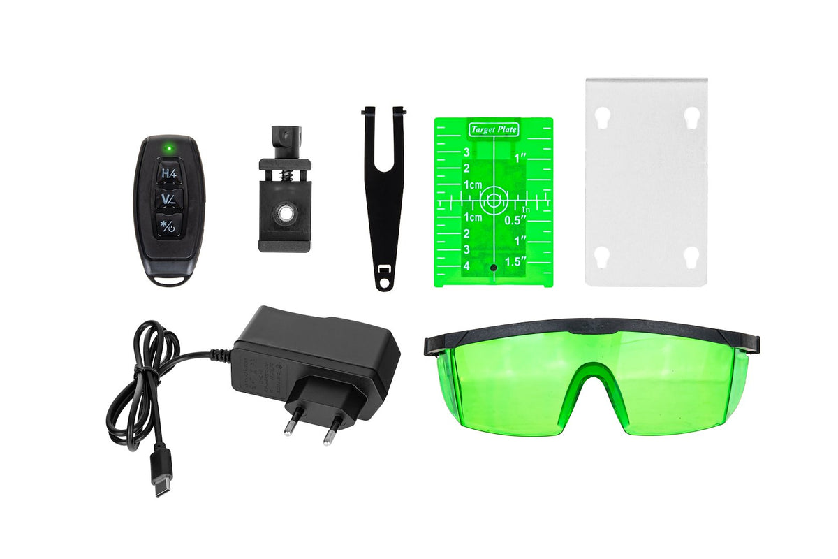 Livella laser 4d 360° con 2 batterie ricaricabili e treppiede