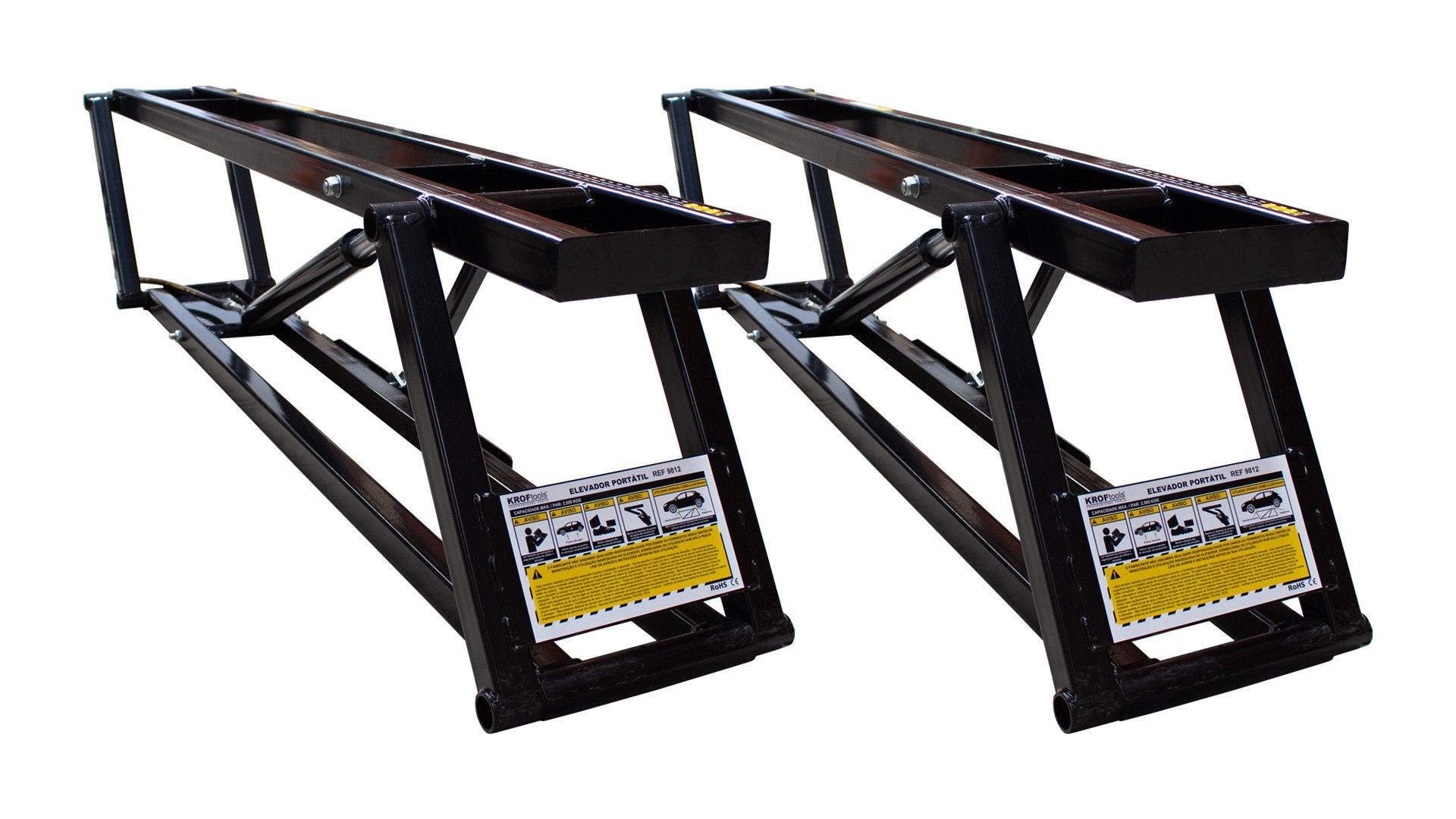 Sollevatore mobile idraulico a forbice 220V capacità max. 2.5t, altezza regolabile 100-458mm, per officina