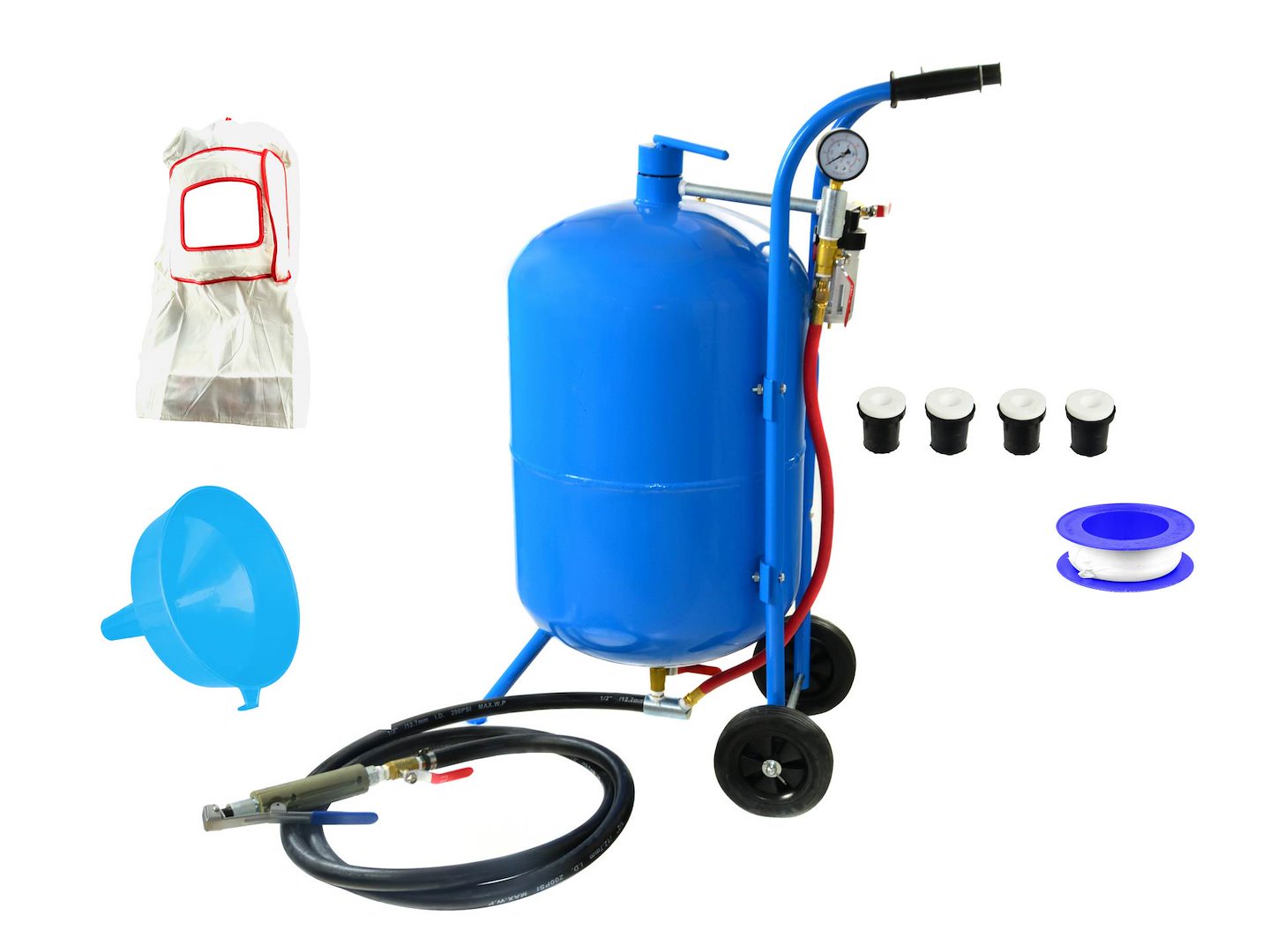 Sabbiatrice, sabbiatrice pressione, serbatoio abrasivo portatile, kit sabbiatura ad aria per rimozione di vernice macchie ruggine, aria compressa con tubo e pistola, 60-125 psi, 76 l