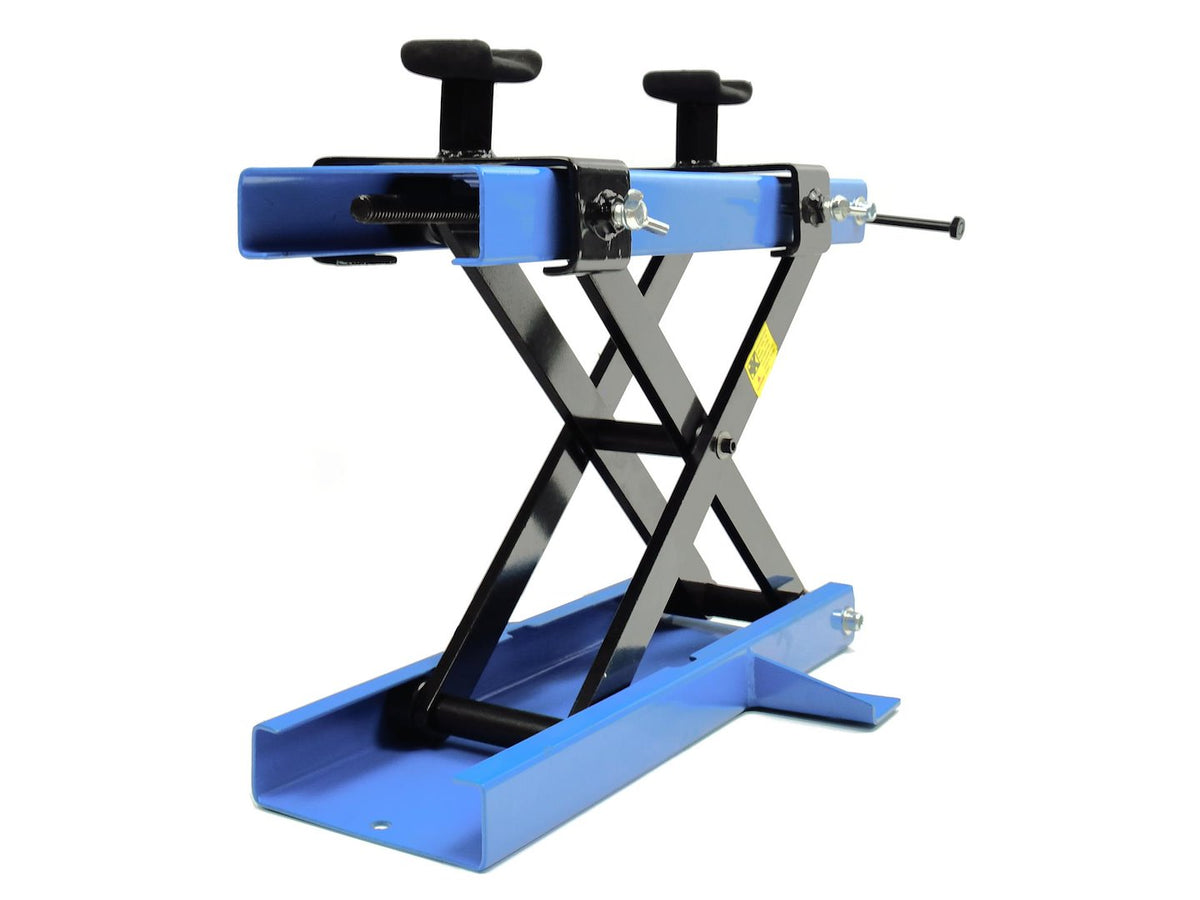 Ponte sollevatore cric idraulico a forbice per moto, da officina, capacità max. 500kg altezza regolabile 9-40 cm, cavalletto alzamoto con 2 selle antiscivolo, Premium