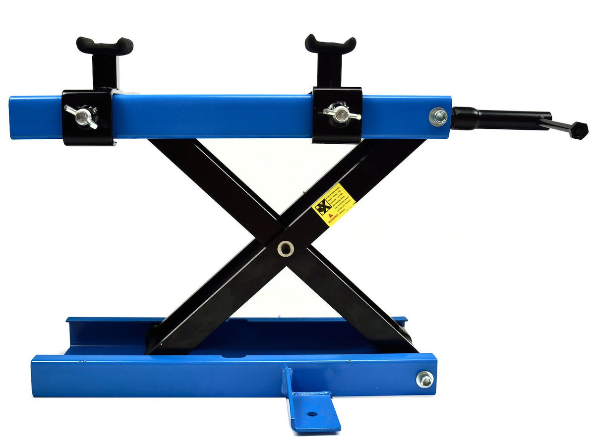 Ponte sollevatore cric idraulico a forbice per moto, da officina, capacità max. 500kg altezza regolabile 9-40 cm, cavalletto alzamoto con 2 selle antiscivolo, Premium
