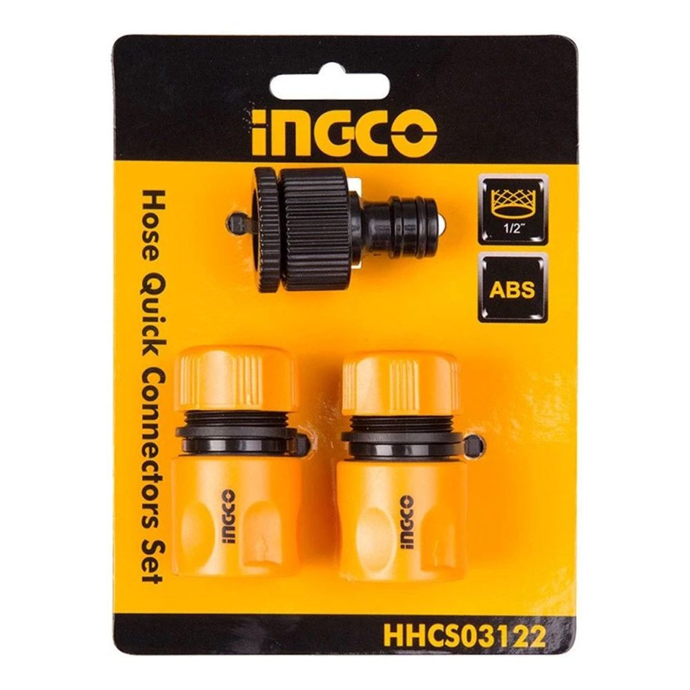 Raccordi rapidi set per tubo, incluso rapidi raccordo per 1/2" tubo, rubinetto adattatore, set 3 raccordi rapidi aria compressa, Ingco