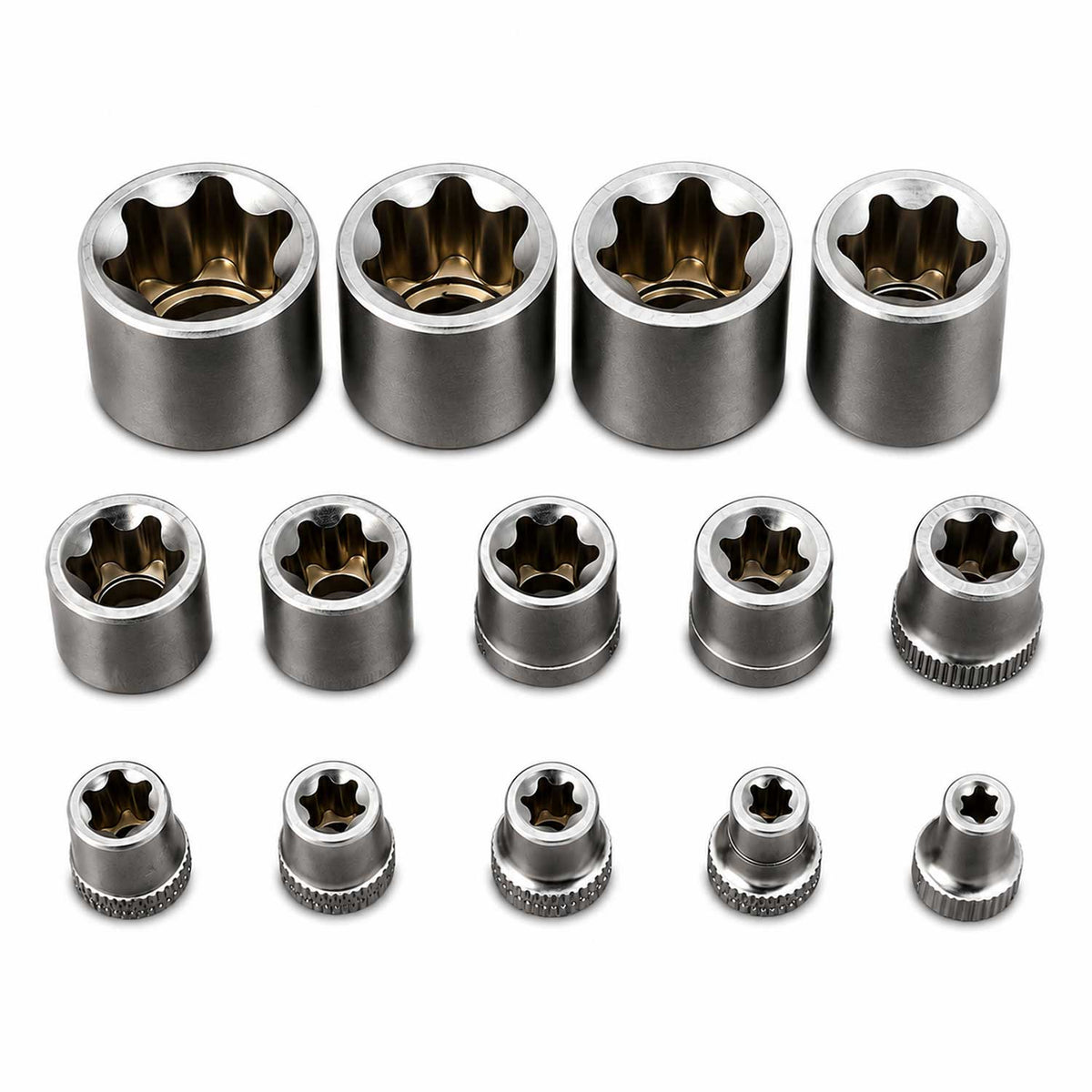 Set-kit bussole E-Torx, 1/2" 1/4" 3/8", E4-E24 ,14 pezzi Gebo Tools