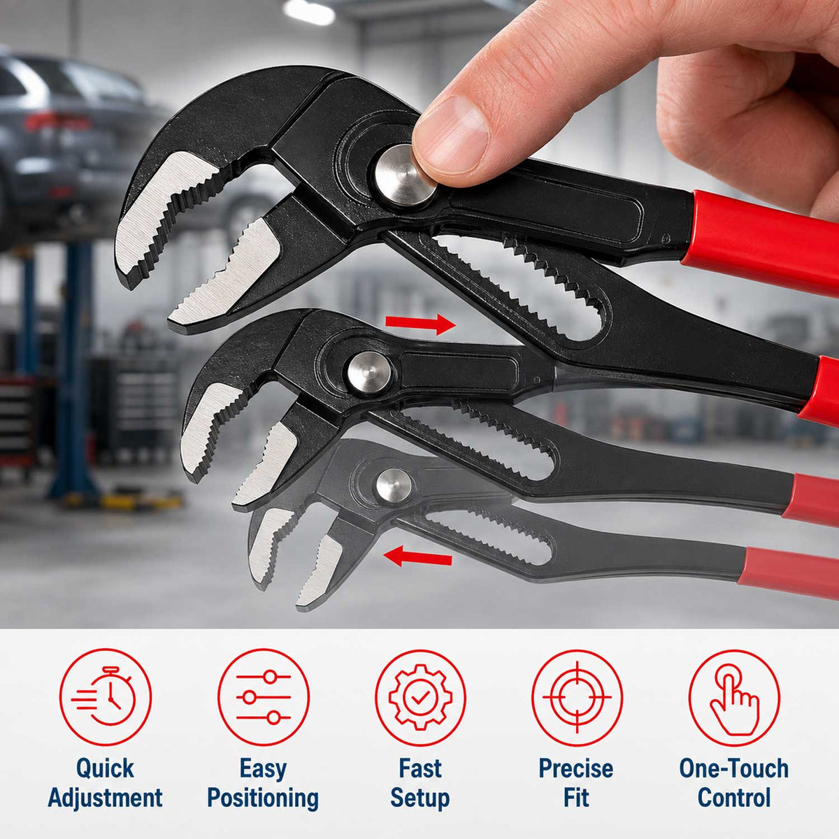 Set 3 pinze a pappagallo regolabile per tubi 175 mm Gebo Tools
