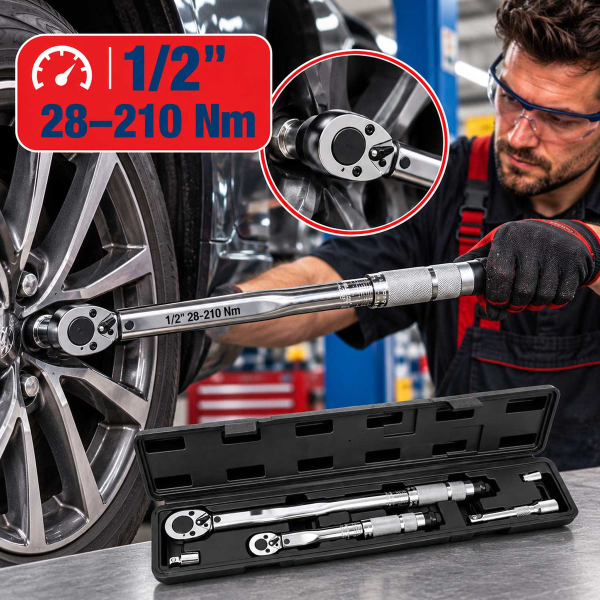 Set chiavi dinamometriche 1/2" 1/4", 2-210 Nm, Gebo Tools