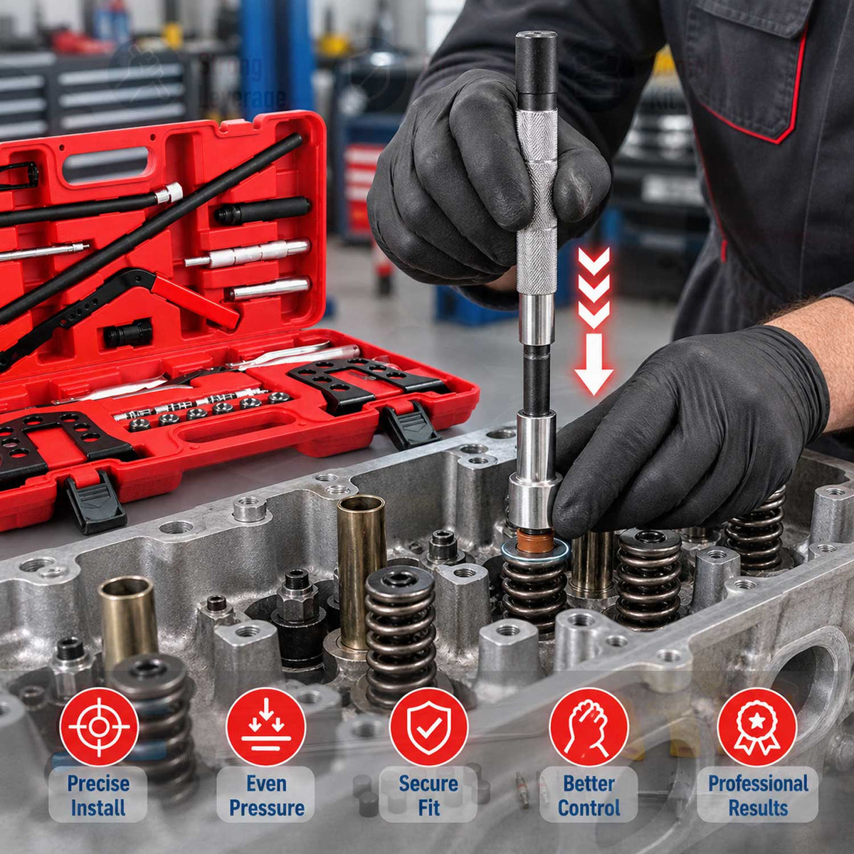 Set-kit montaggio e smontaggio paraoli delle valvole, universale, Gebo Tools