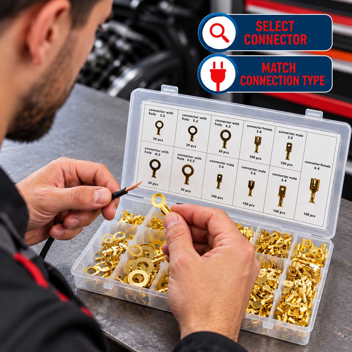 Set-kit connettori per cavi auto 750 pezzi Gebo Tools
