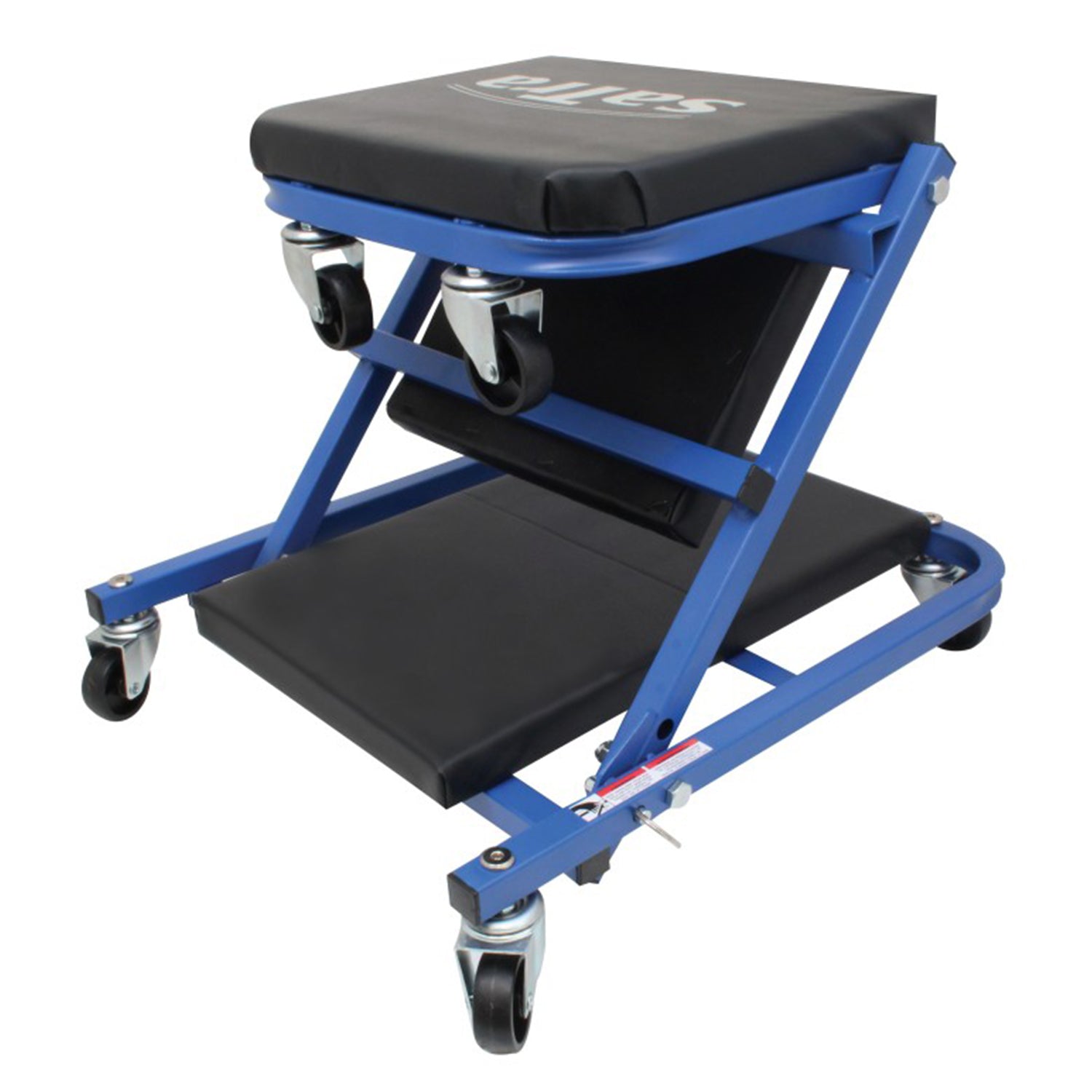 Sdraio e sgabello da officina 2 in 1, superficie imbottita 6 ruote girevoli portata 120kg, sgabello da officina pieghevole, sedia per meccanico 2 in 1 con sedile imbottito, letto convertibile per la riparazione, Satra