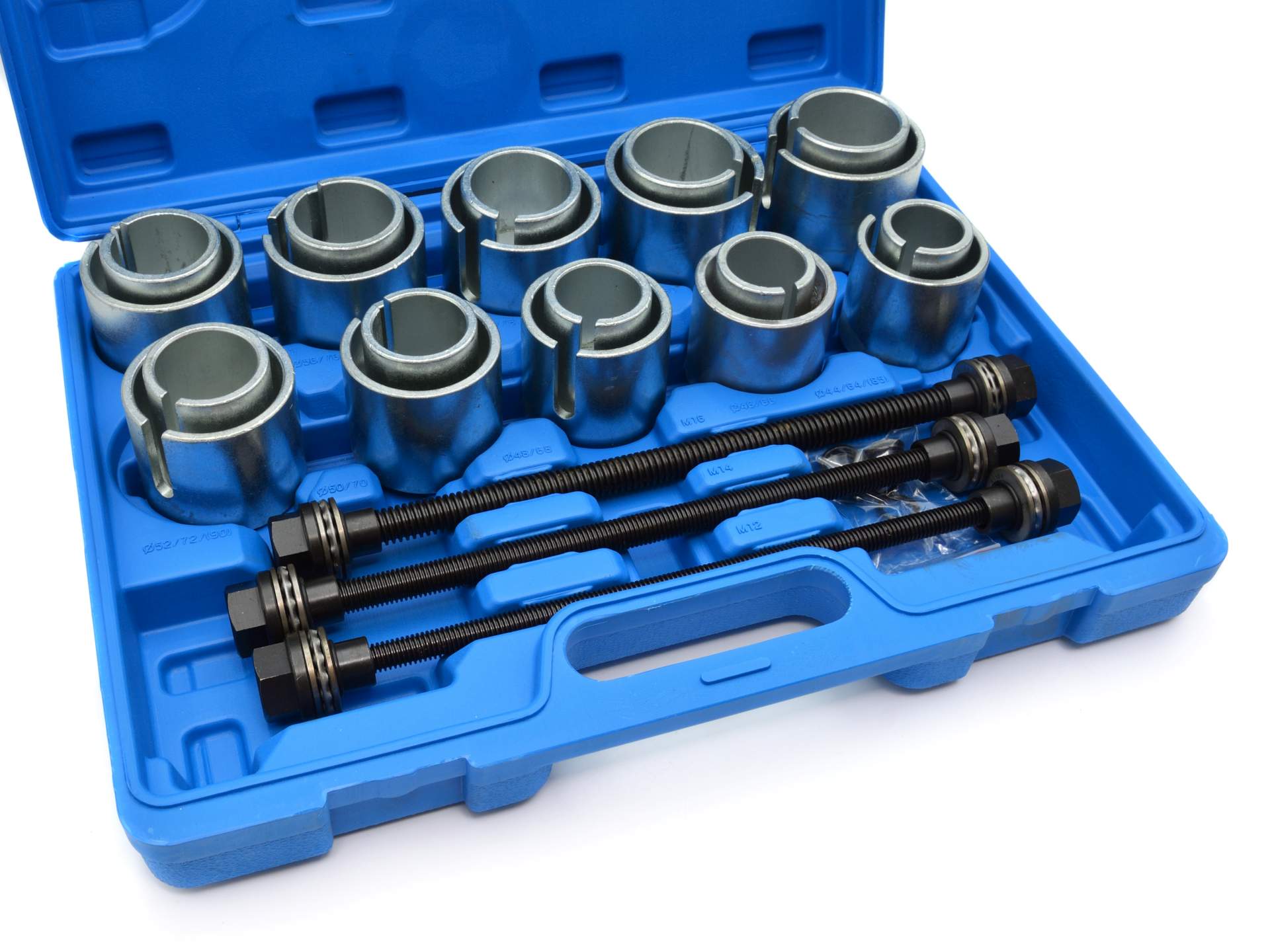 Estrattori set per montaggio smontaggio cuscinetti ruota e boccole, utensili per espulsione cuscinetti assiali, 24 pezzi Geko