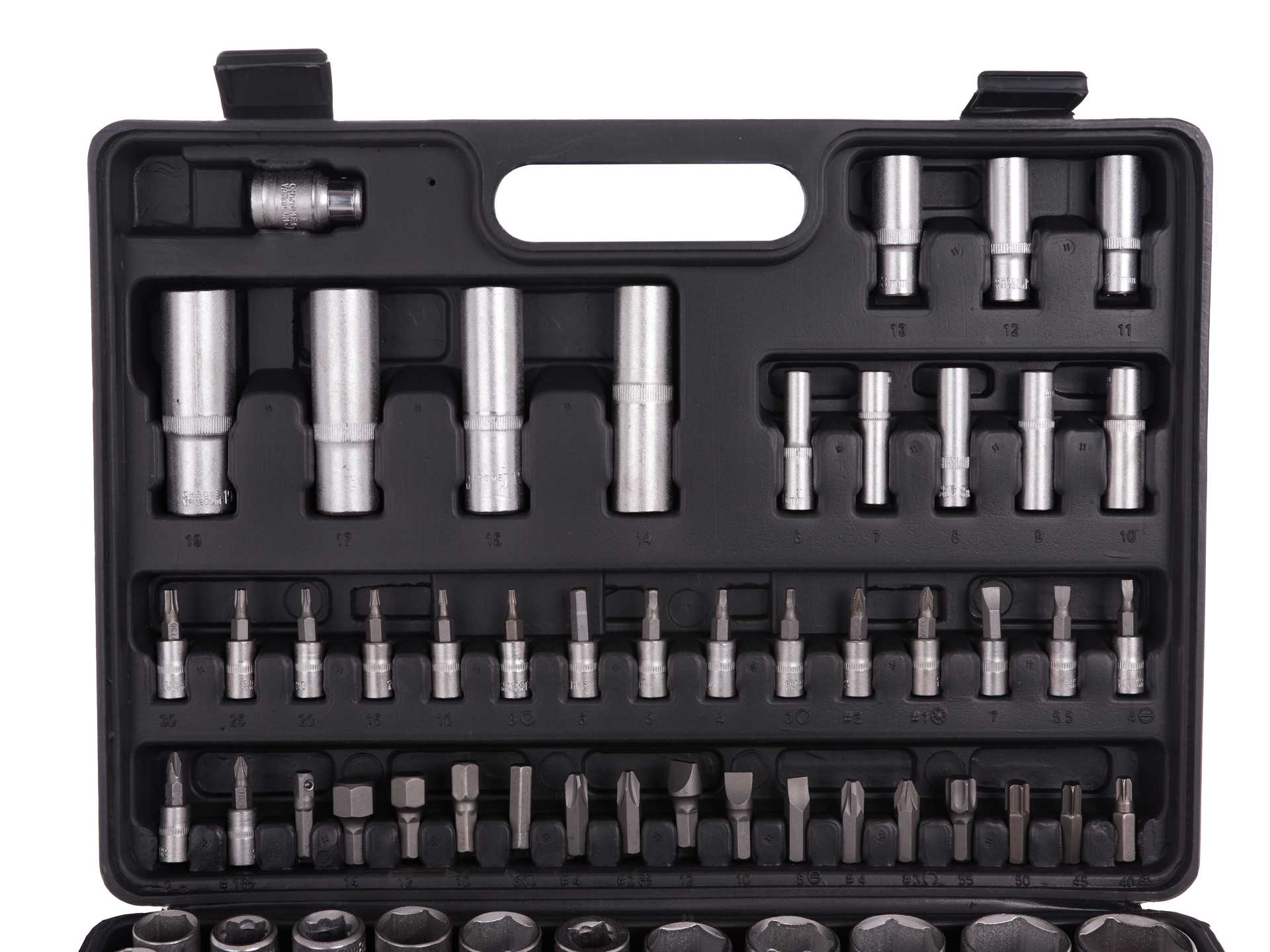 Valigetta utensili professionale 94 pezzi, serie di chiavi a bussola in Cr-V, torx cricchetti, prolunghe, kit attrezzi per auto, officina fai-da-te con attacchi 1/2" e 1/4", Heidmann