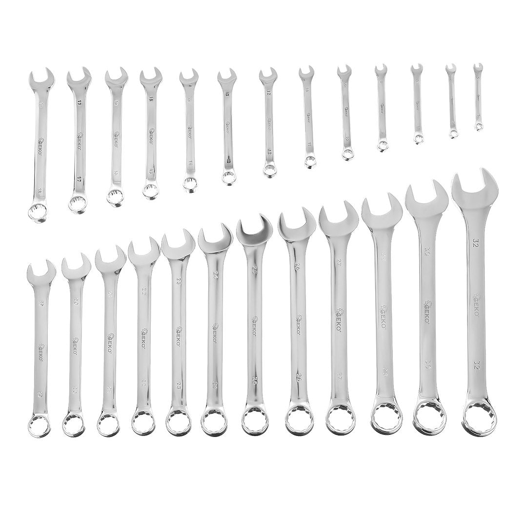 Set chiavi combinate anello e forchetta, chiavi inglesi, professionali, in acciaio Cr-V, 6–32 mm, 25 pezzi, Geko