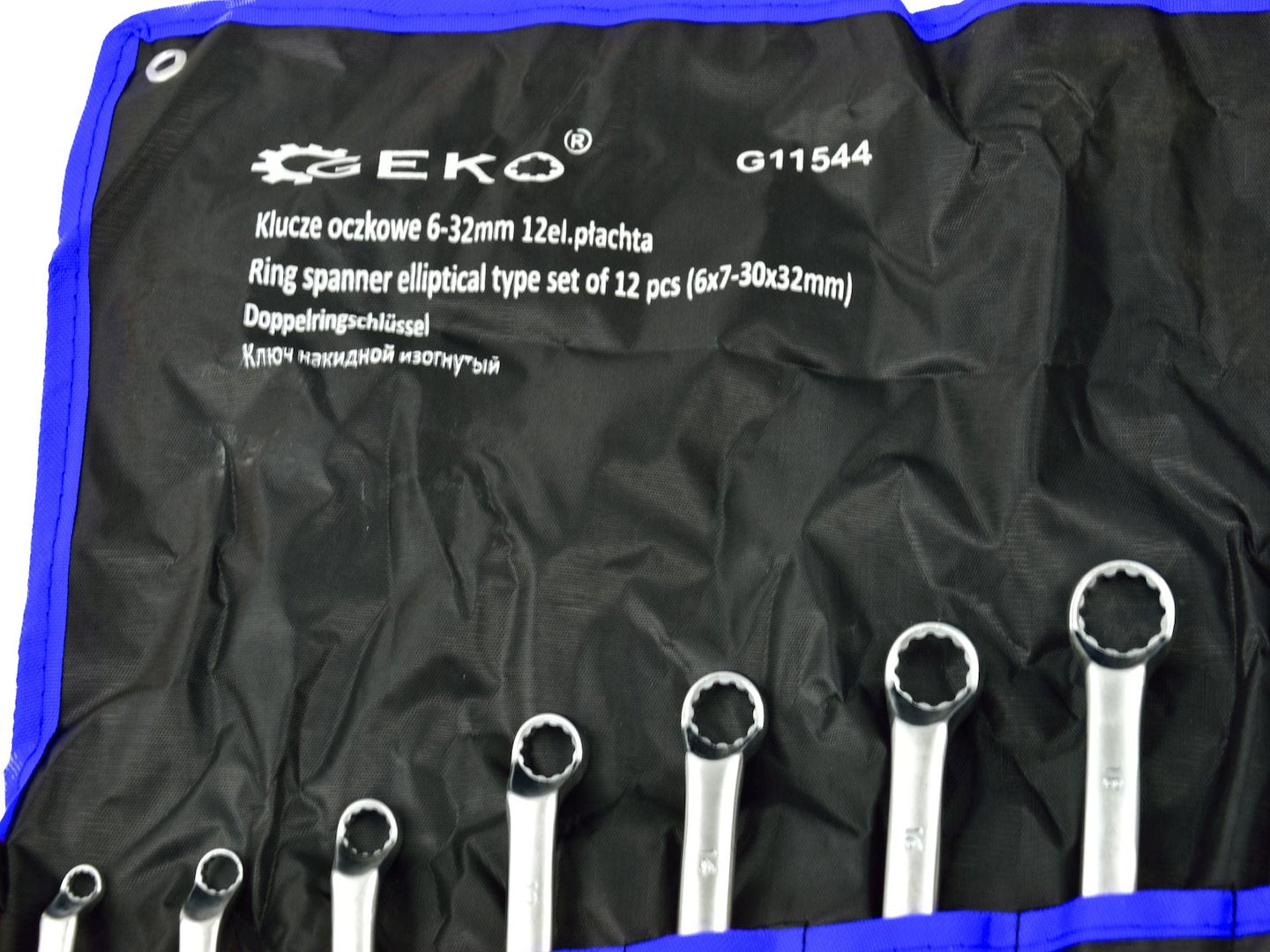 Set chiavi a doppio anello, gomito, con custodia arrotolabile, in acciaio Cr-V, 12 pezzi 6-32mm