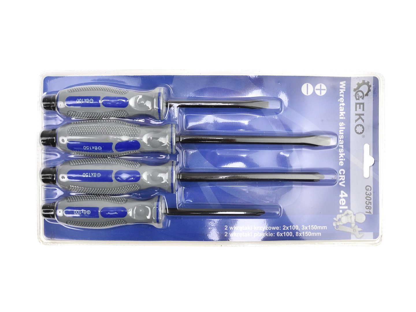 Set di 4 cacciaviti professionali - in acciaio Cr-V con comoda impugnatura, Geko