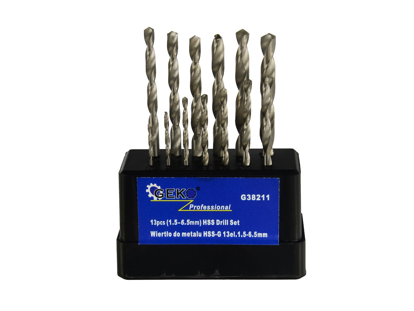 Set di 13 punte trapano professionali, per metallo, 1.5-6.5 mm, HSS, attacco cilindrico, punta a 135° gradi