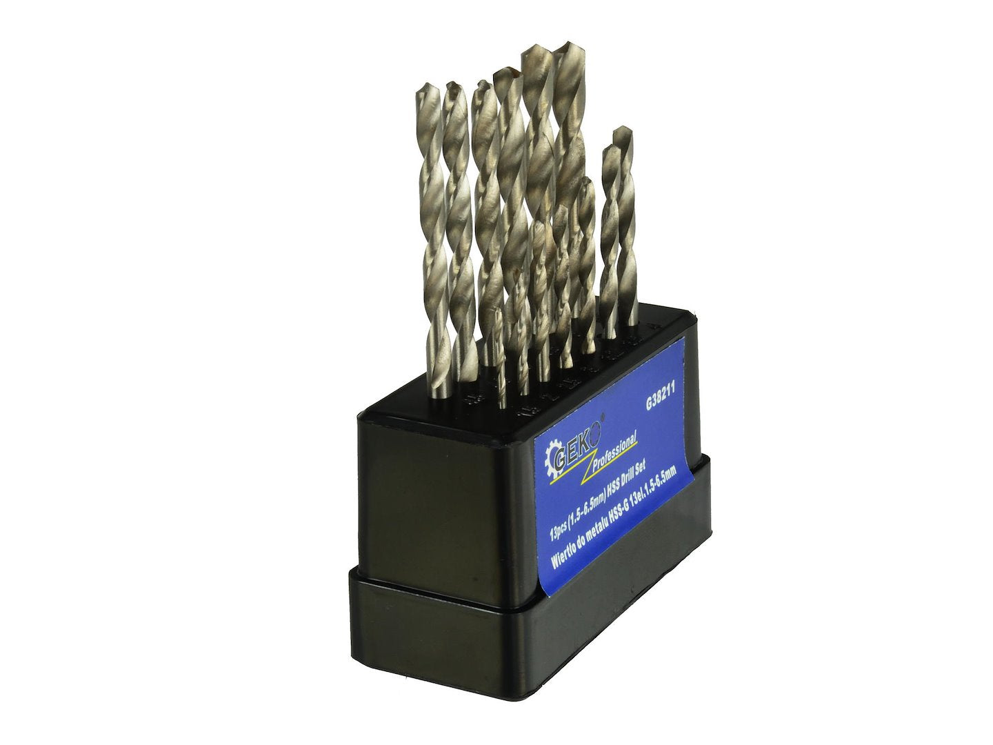 Set di 13 punte trapano professionali, per metallo, 1.5-6.5 mm, HSS, attacco cilindrico, punta a 135° gradi