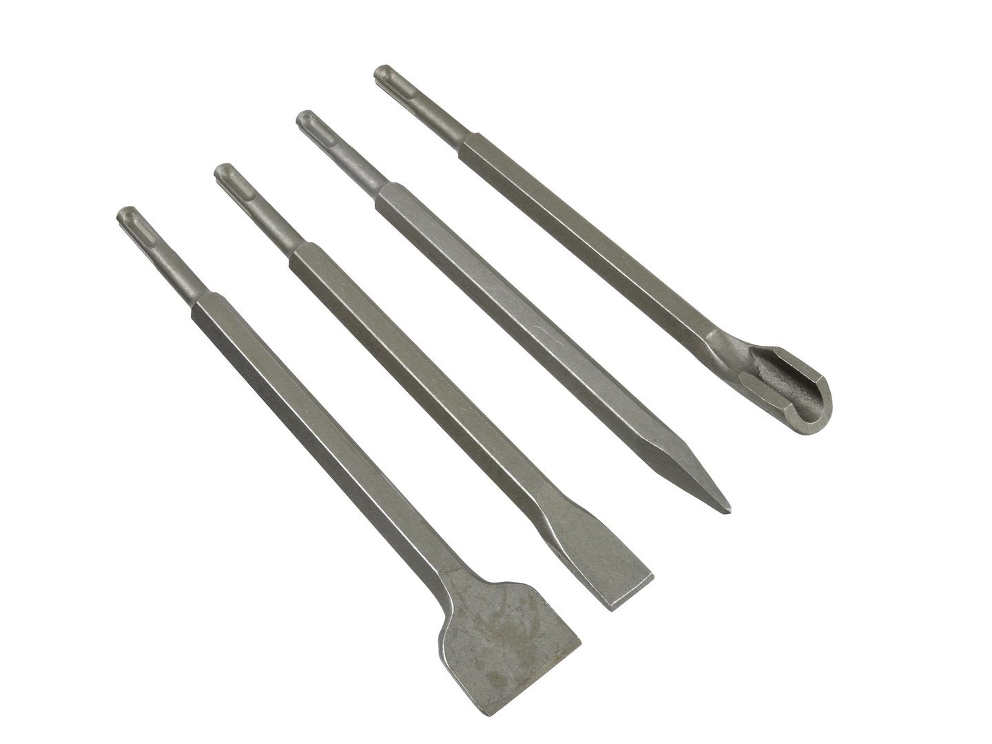 Set di 4 scalpelli SDS-PLUS per piastrelle tracce muro muratura calcestruzzo pietra per trapano, 250 mm scalpello a punta 2 piatti, Geko