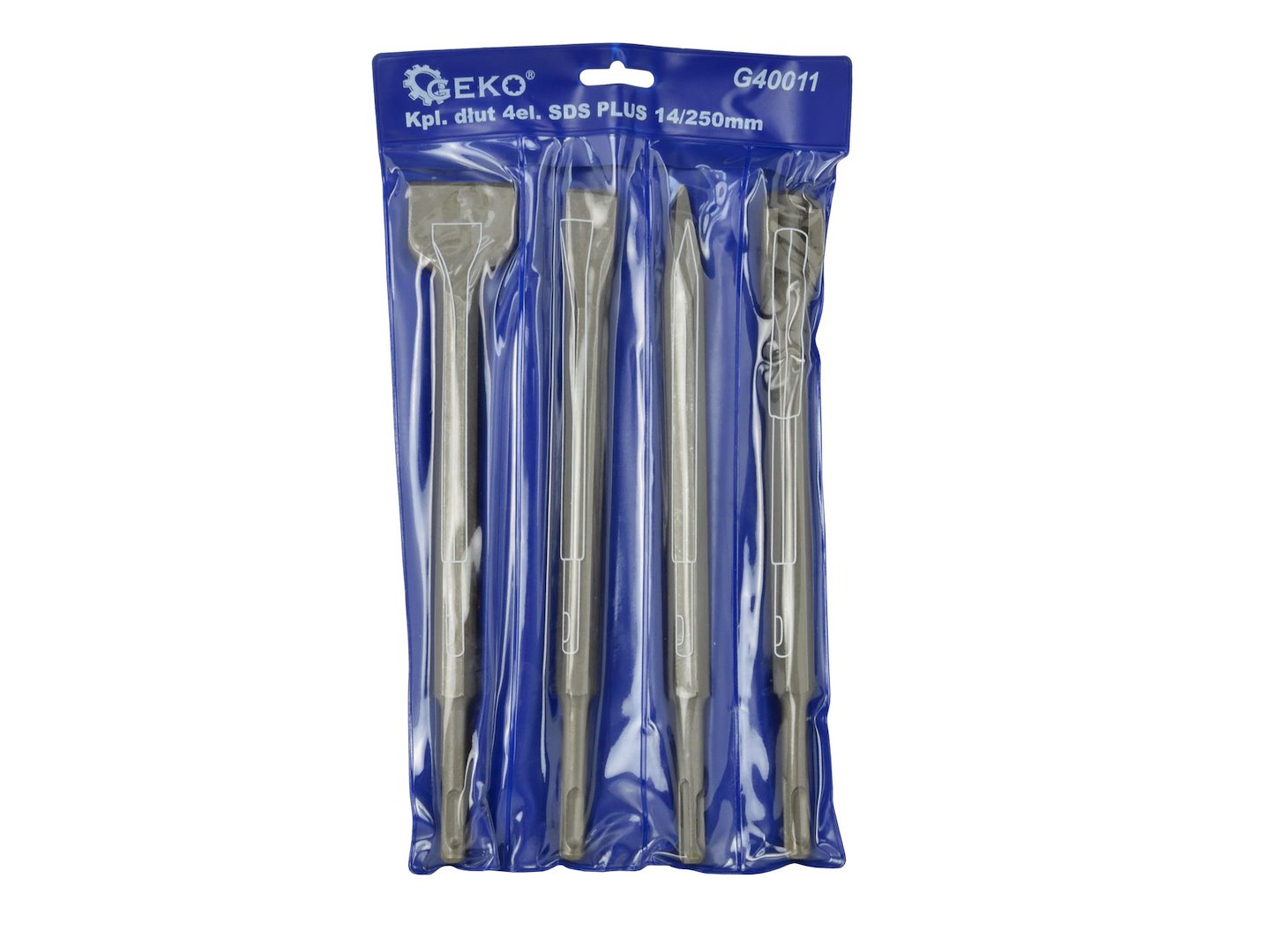 Set di 4 scalpelli SDS-PLUS per piastrelle tracce muro muratura calcestruzzo pietra per trapano, 250 mm scalpello a punta 2 piatti, Geko