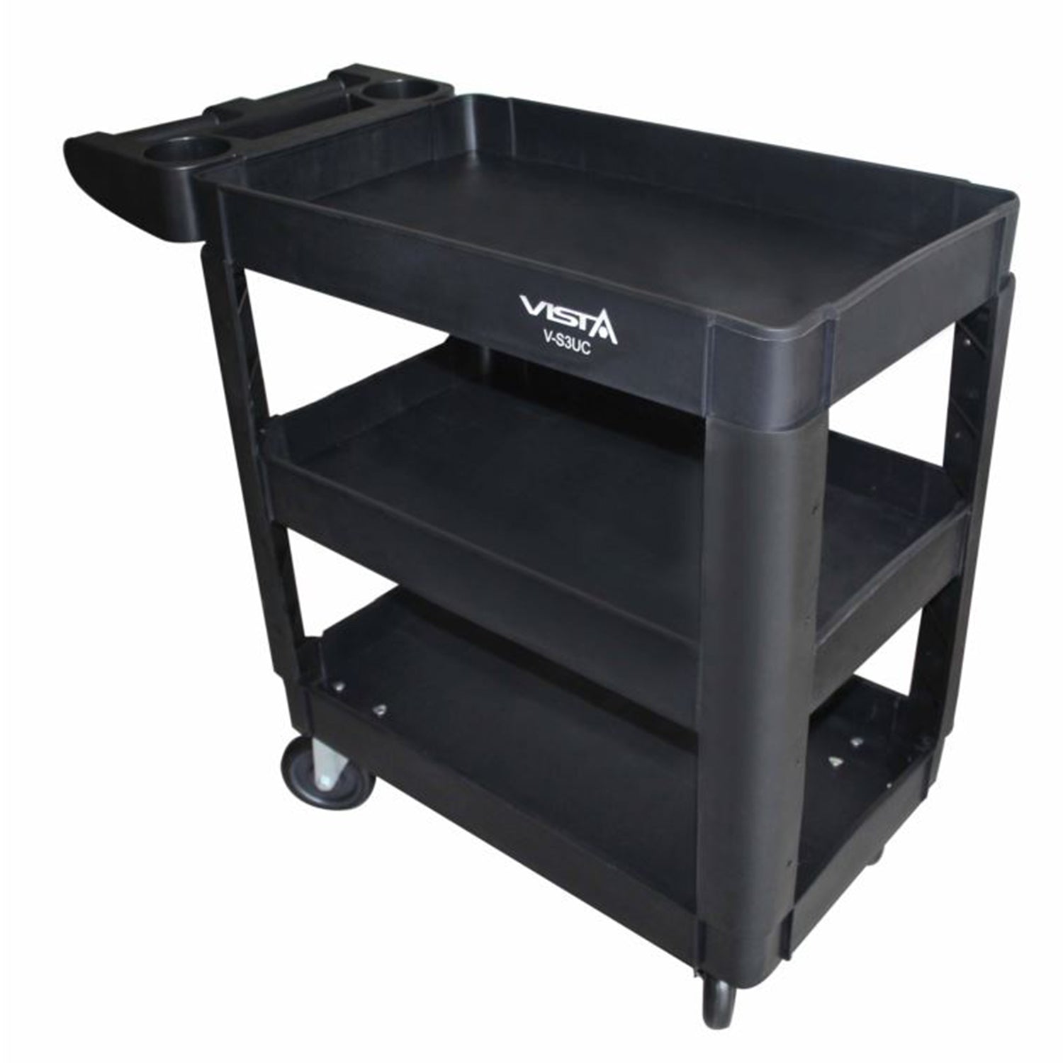 Carrello da officina a 3 ripiani, plastica resistente, con ruote, 250 kg, 69.5 x 41 x 90.5 cm