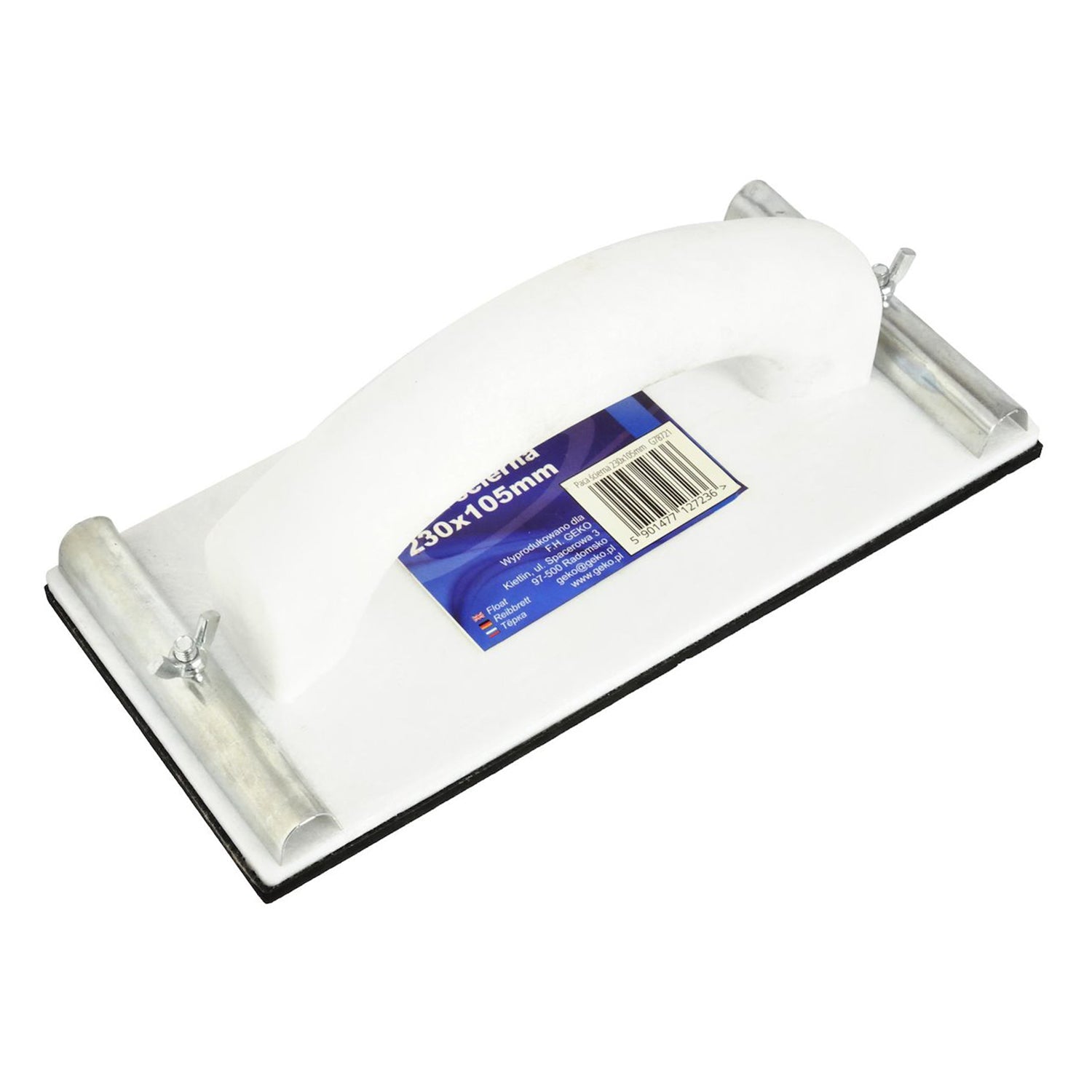 Supporto per carta vetrata, levigatrice manuale blocchetto abrasivo blocco per levigatura di superfici, tampone per carta vetrata ideale in carrozzeria con morsetti ,blocco abrasivo per carteggiare in gomma, 230 x 105 mm, Geko