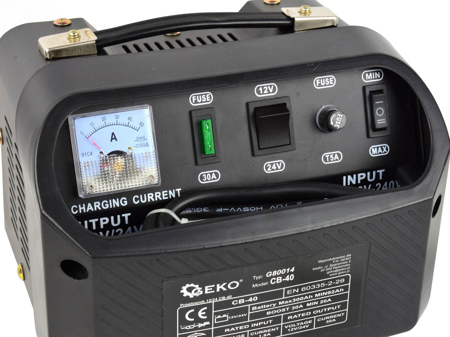 Caricabatterie auto 12/24V CB-40, 20-30A , avviatore per batterie auto 60-240 Ah Geko