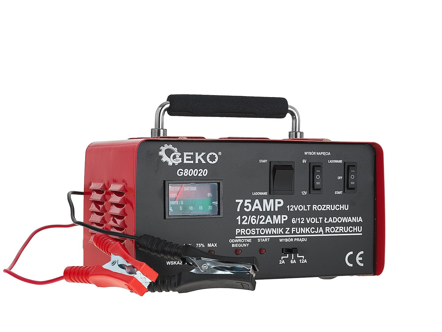 Caricabatterie auto con avviamento 75A, 6/12V, avviatore per batterie auto 20-120 Ah Geko