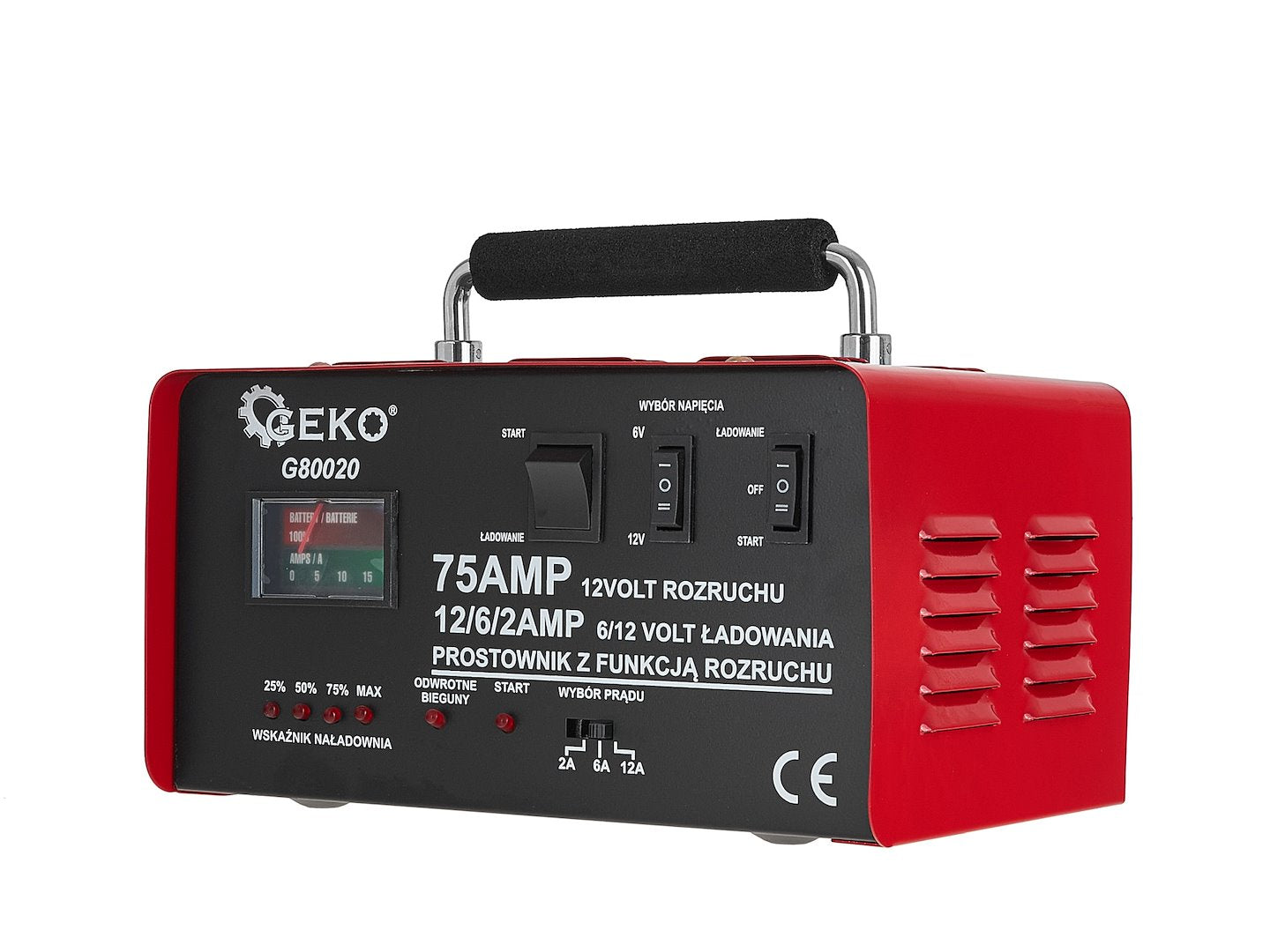 Caricabatterie auto con avviamento 75A, 6/12V, avviatore per batterie auto 20-120 Ah Geko