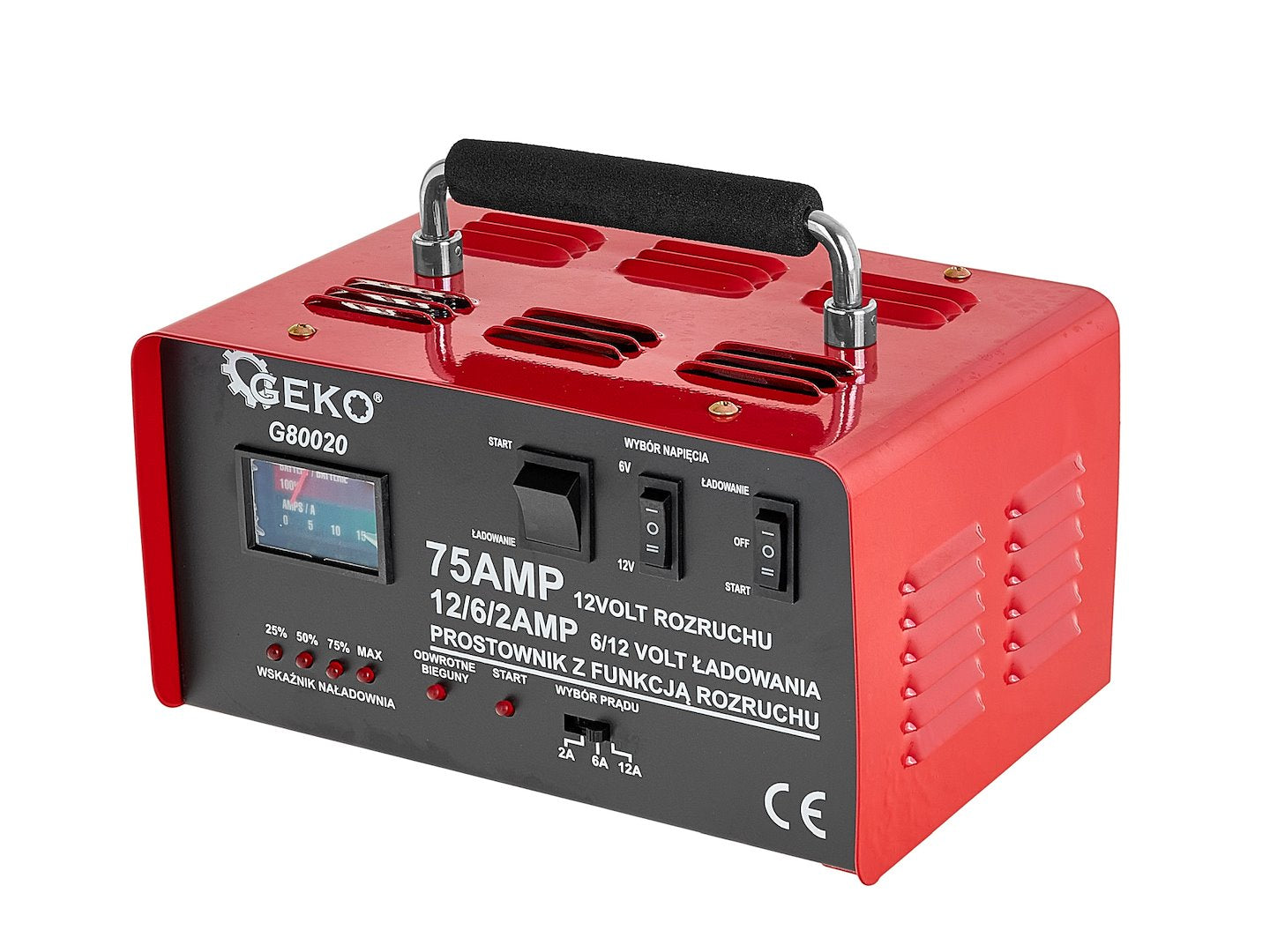 Caricabatterie auto con avviamento 75A, 6/12V, avviatore per batterie auto 20-120 Ah Geko