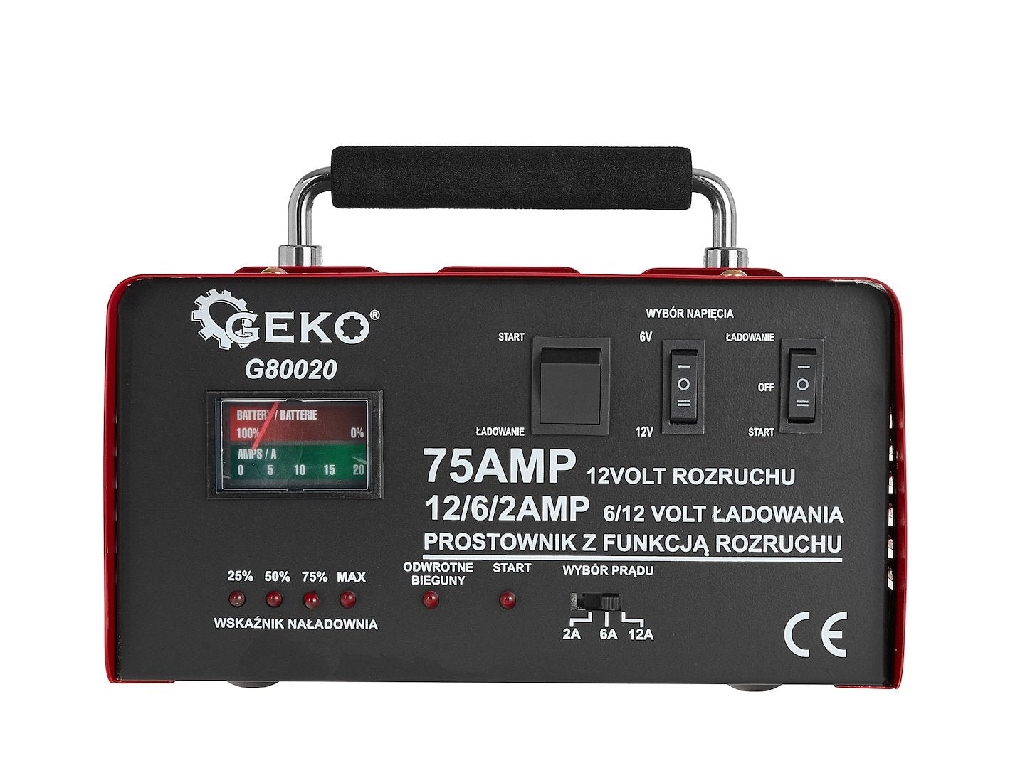 Caricabatterie auto con avviamento 75A, 6/12V, avviatore per batterie auto 20-120 Ah Geko