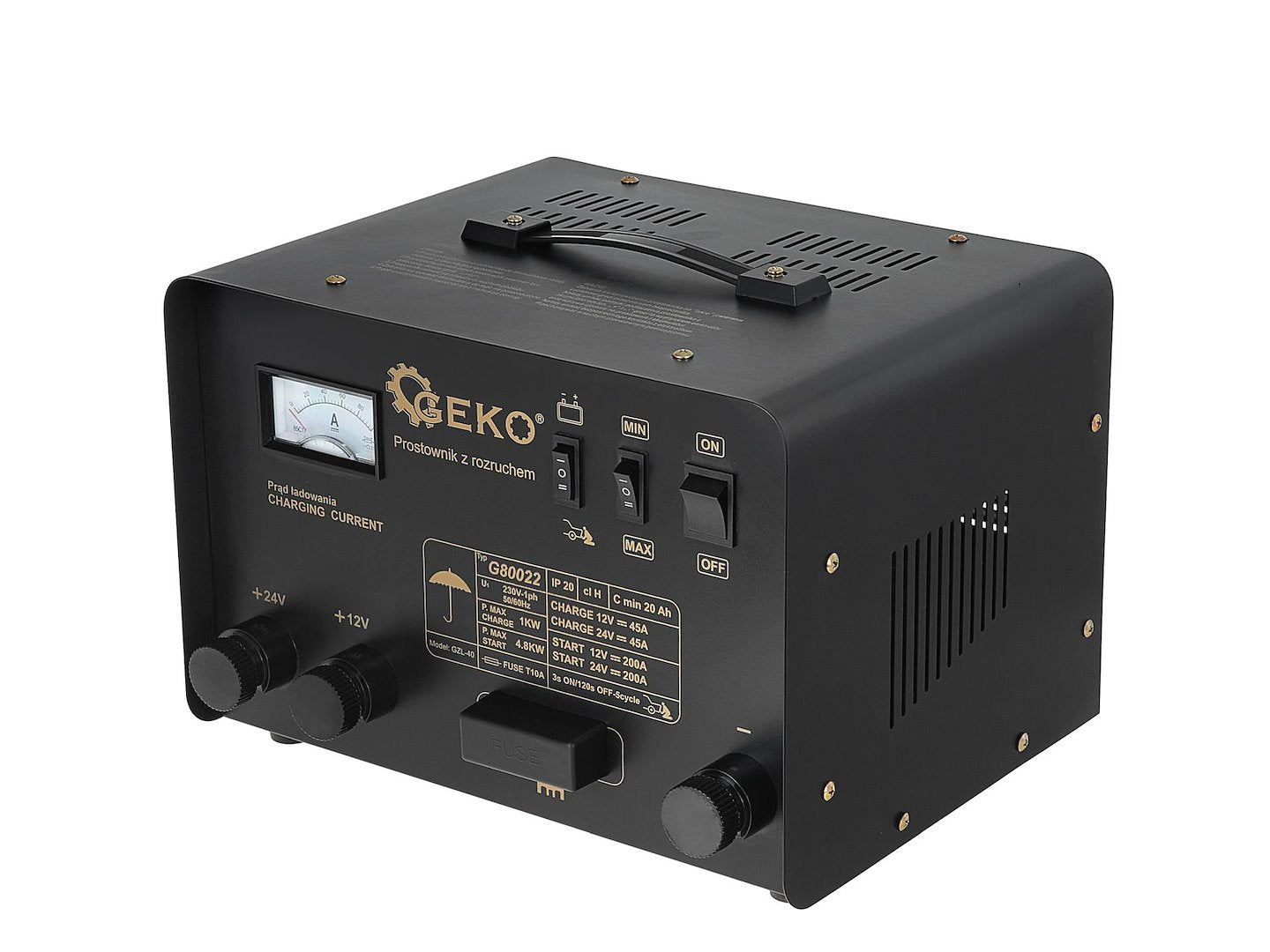 Caricabatteria auto con funzione Booster, avviatore di emergenza con caricabatterie 200A 12/24V Geko