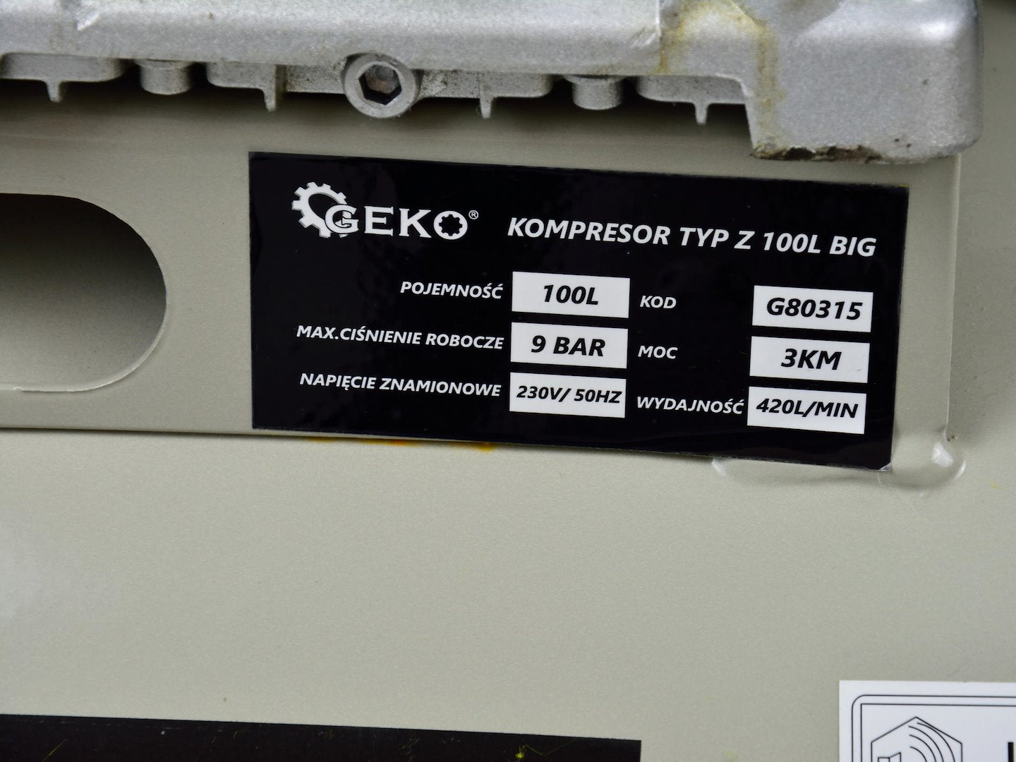 Compressore d’aria 100 L, 420 L/min, 220 V, Geko