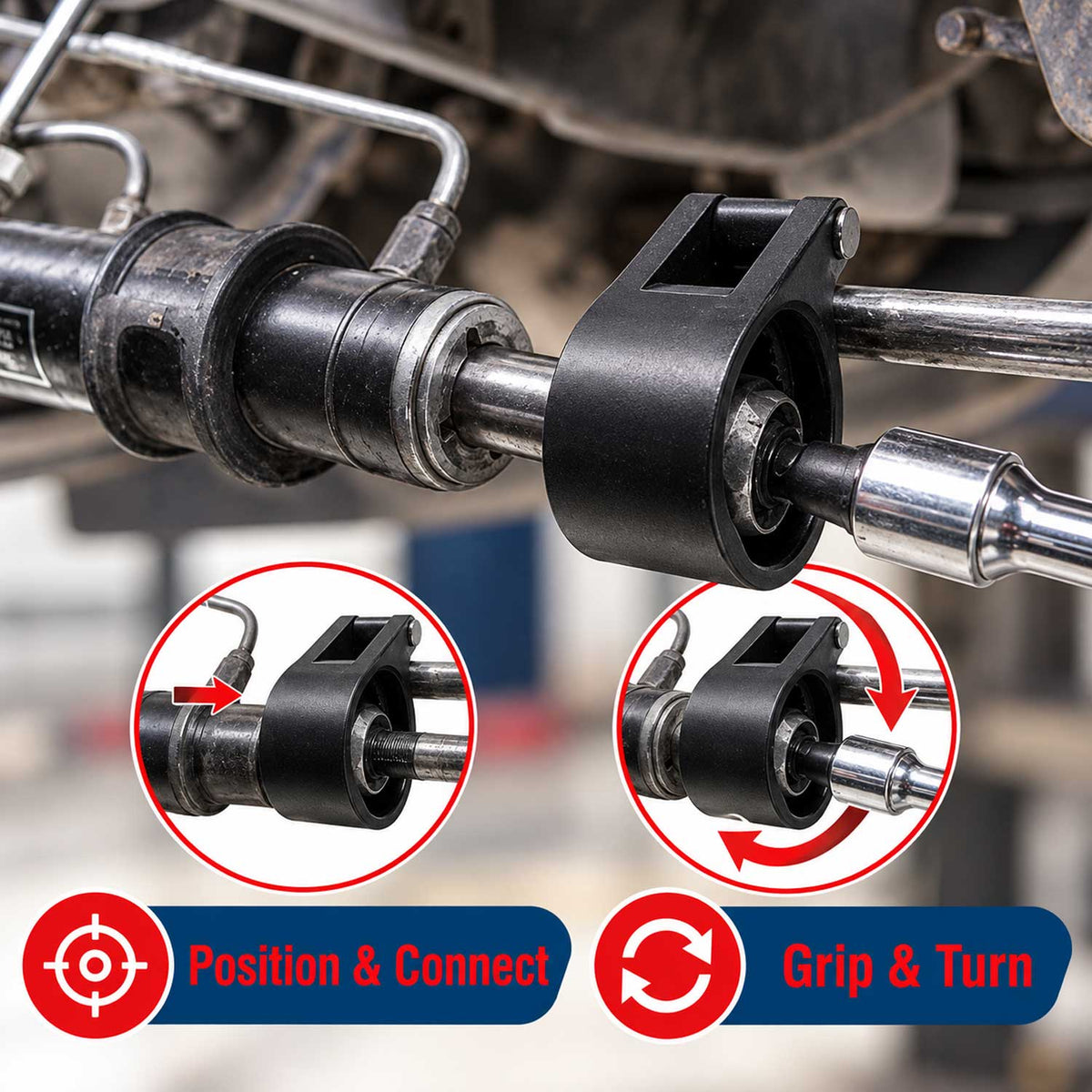 Chiave a tirante sterzo, trasversale testa a sfera, estrattore assiale da strumento per auto, attrezzo per rimozione 27–42 mm, Gebo Tools