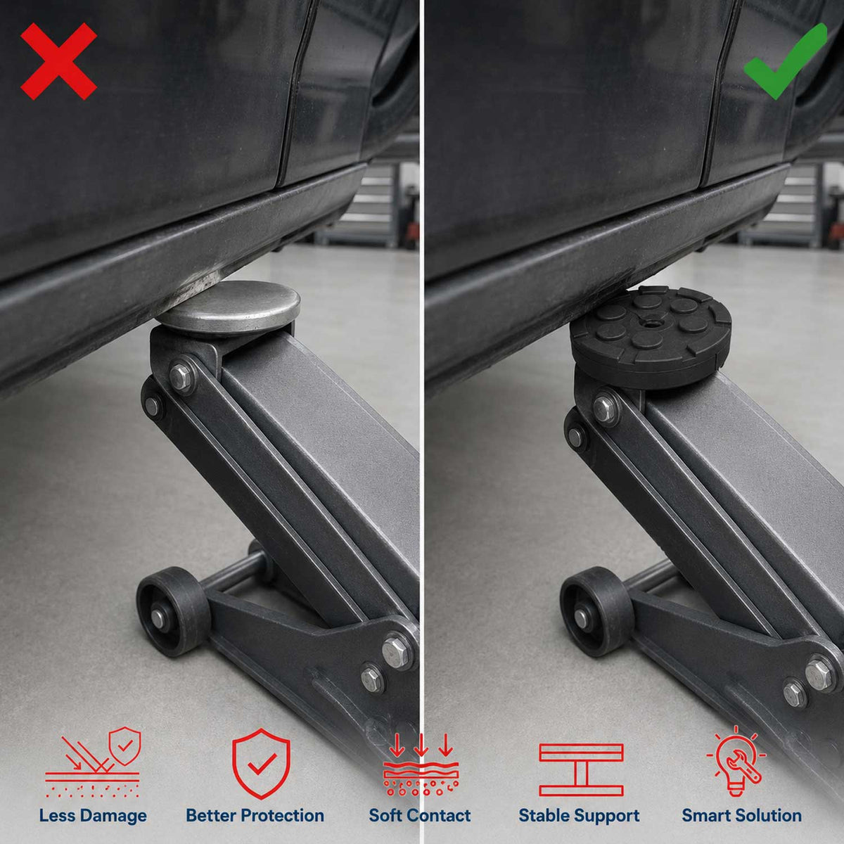 Tampone in gomma rotondo per cric sollevatore, cuscinetto auto Gebo Tools