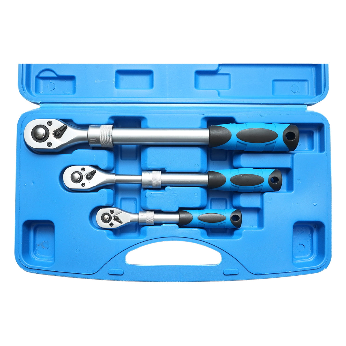 Cricchetto reversibile, set di 3 chiave a cricchetto 1/4", 3/8", 1/2", impugnatura a cricchetto, regolabile