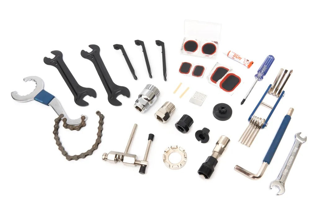 Kit di riparazione per biciclette 18 pezzi, set di utensili a mano valigetta multifunzionale strumento per bicicletta, attrezzi di riparazione della bicicletta, Hbm