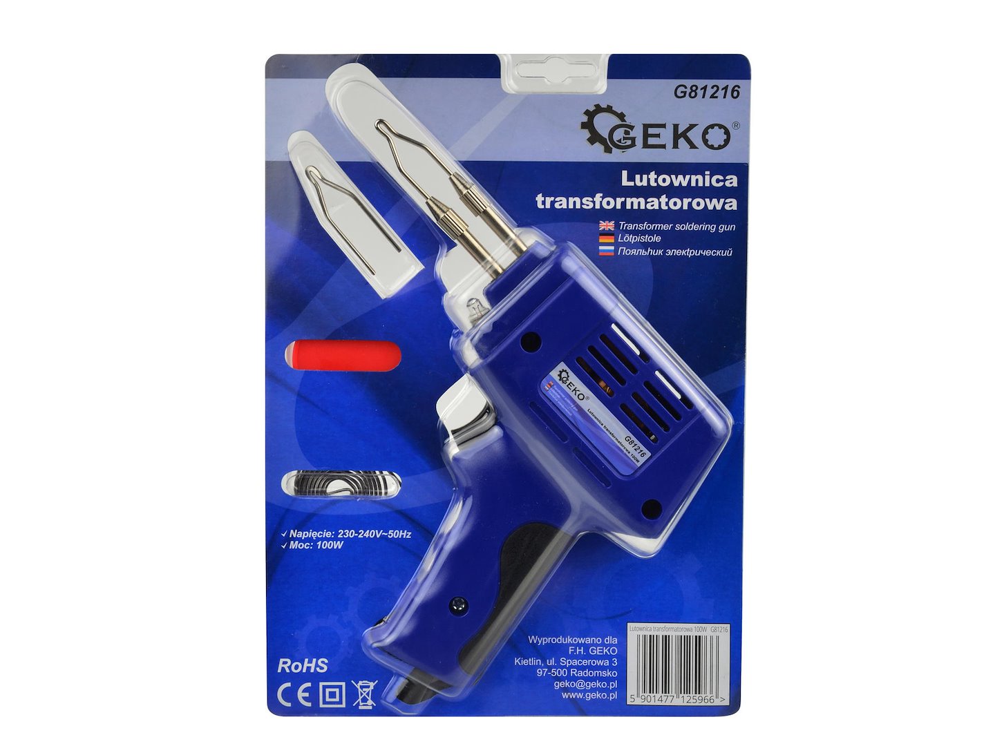 Pistola per colla a caldo, pistola elettrica per saldare 100 w Geko