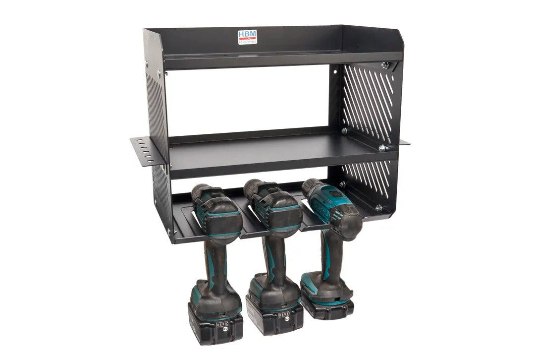 Porta attrezzi-organizzatore da parete per utensili elettrici 3 livelli per officina garage con portacacciaviti Hbm