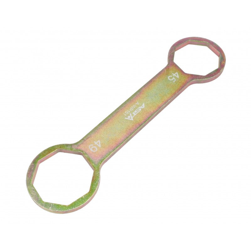 Chiave ad anello doppia camera per forcella da 45/49 mm, strumento per tappi forcella moto, chiave a forcella per sospensioni anteriori, strumento finale per forcella