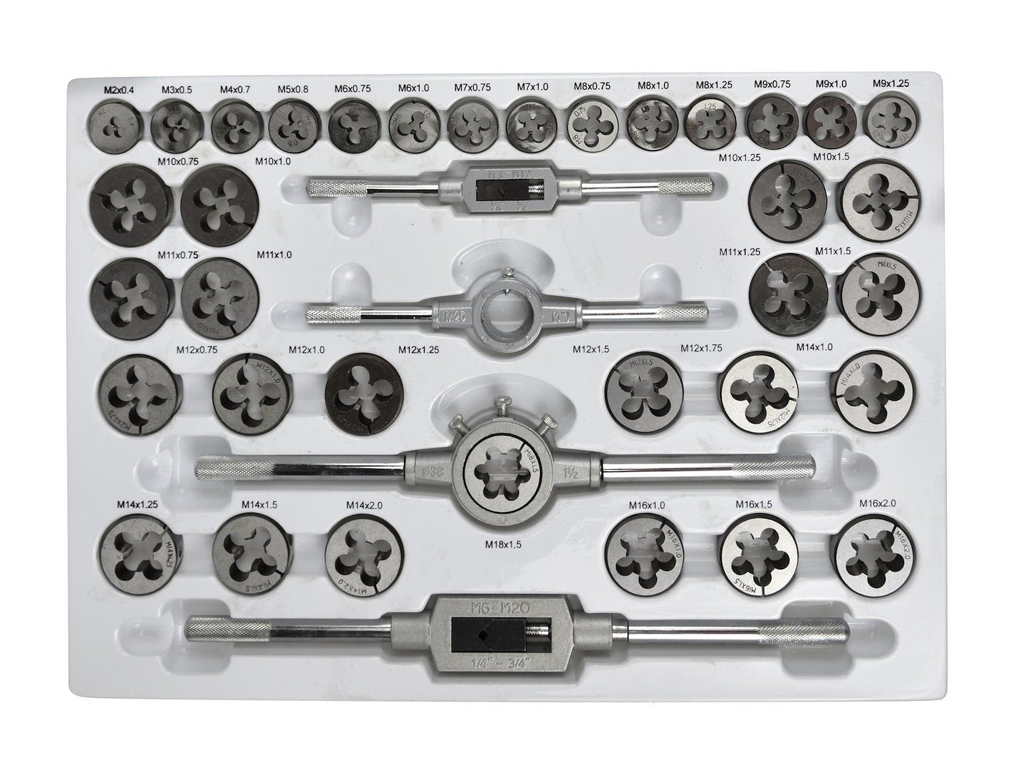 Set maschi e filiere metriche 110 pezzi. Completo da M3 a M12 con giramaschi e accessori calibro di filettatura, per filettature interne ed esterne, Geko