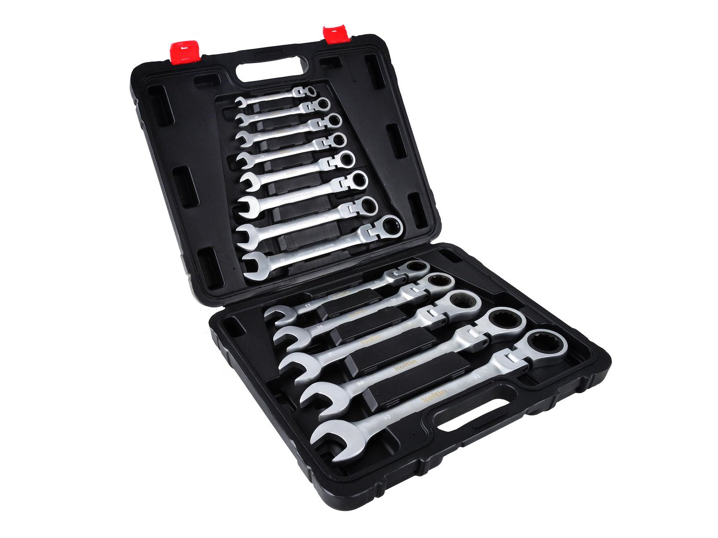 Set da 13 pezzi set di chiavi a cricchetto snodate 8 – 32 mm, chiavi combinate a cricchetto con snodo/snodabili, Keltin