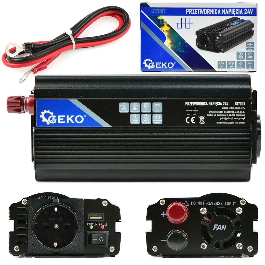 Inverter di tensione , convertitore di tensione 24-220 v 800/1600 w Geko