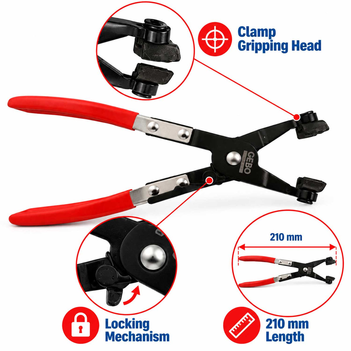 Pinza per fascette elastiche stringitubo auto 210 mm Gebo Tools