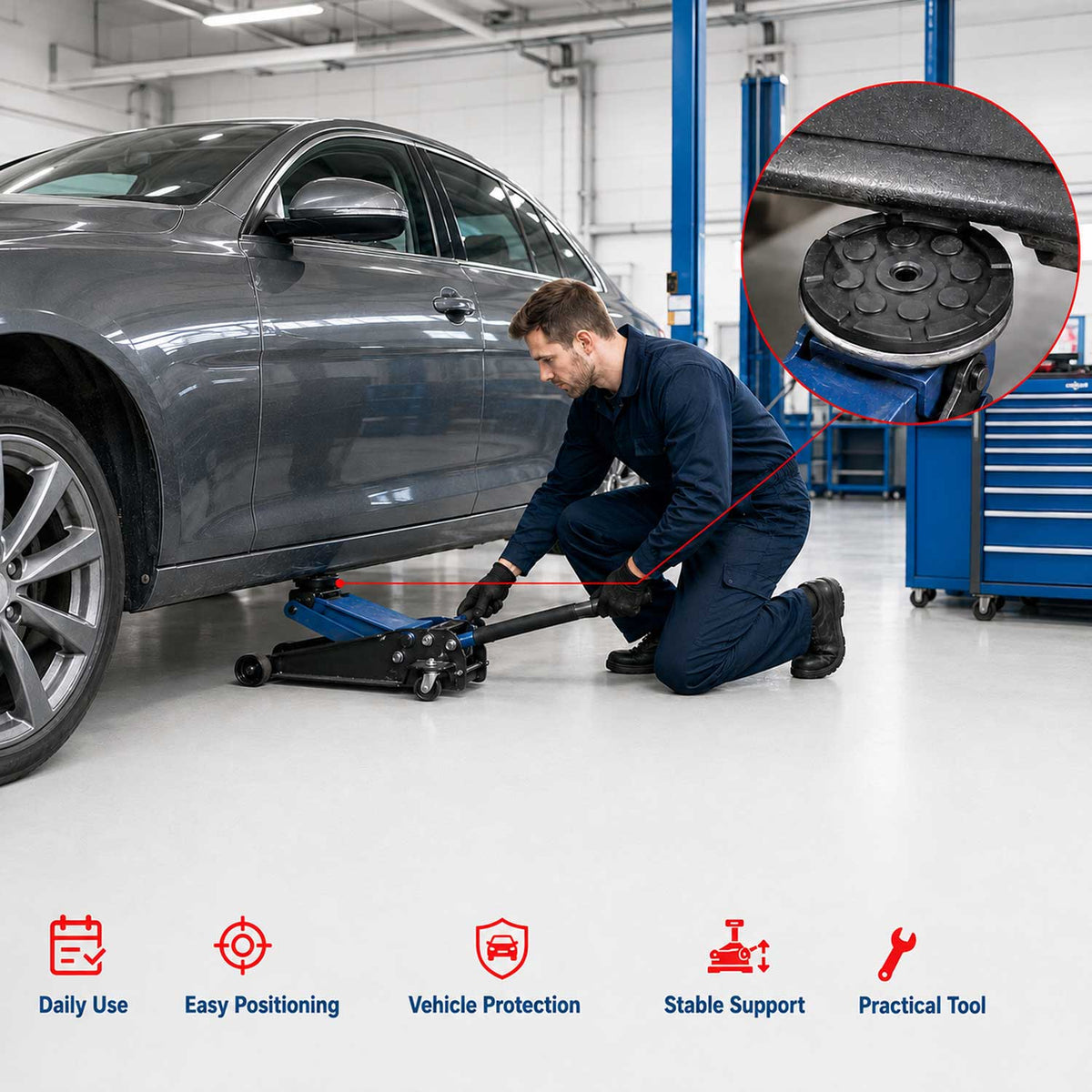 Tampone in gomma rotondo per cric sollevatore, cuscinetto auto Gebo Tools