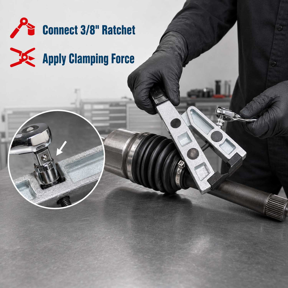 Pinza per fascette per cuffie giunti omocinetici auto modello 1 Gebo Tools