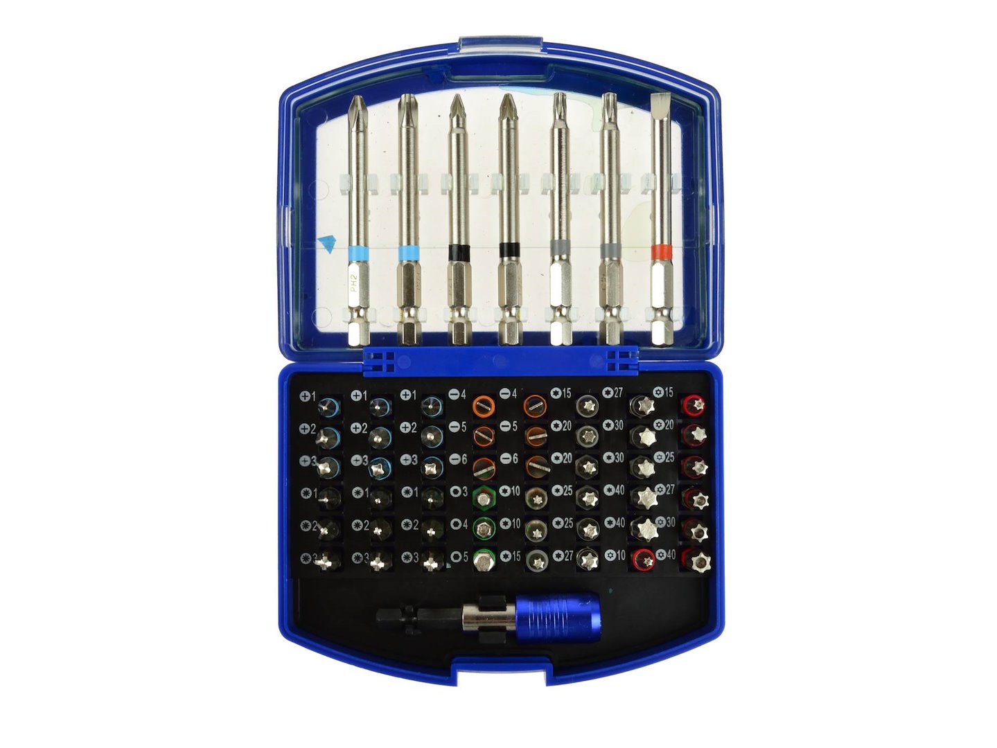 Set di punte e bit (con bit e portabit universale, accessorio per avvitatore a impulsi), set di bit di avvitamento, pH, PZ, S, H, Torx accessori trapano e cacciavite, 56 pezzi Geko